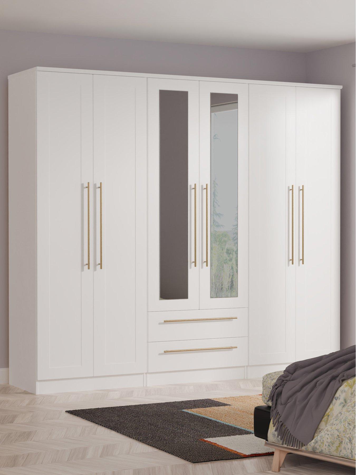 SWIFT Charlotte 6 Door 2 Drawer Wardrobe with Mirror Ready Assembled
