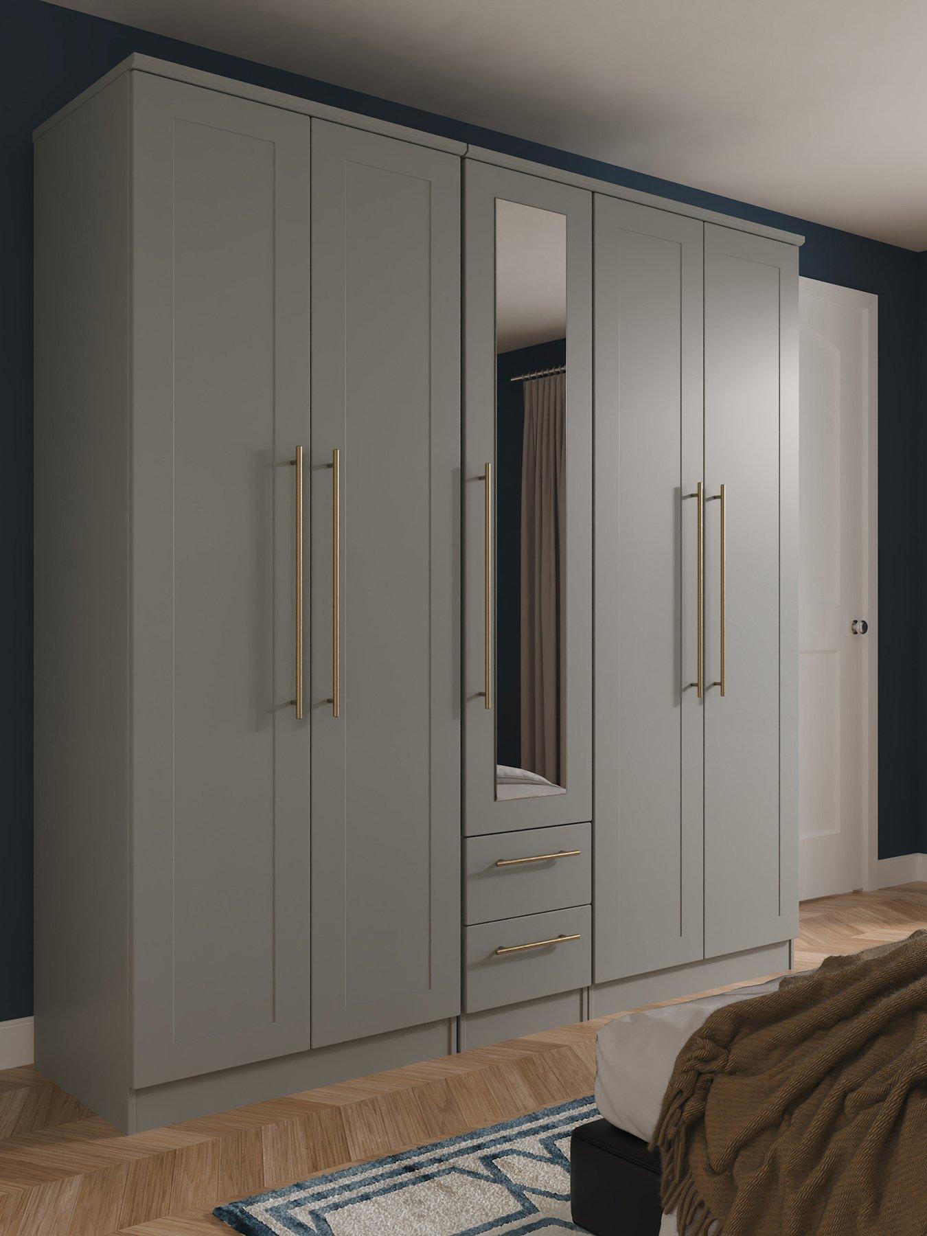 SWIFT Charlotte 5 Door 2 Drawer Wardrobe with Mirror Ready Assembled
