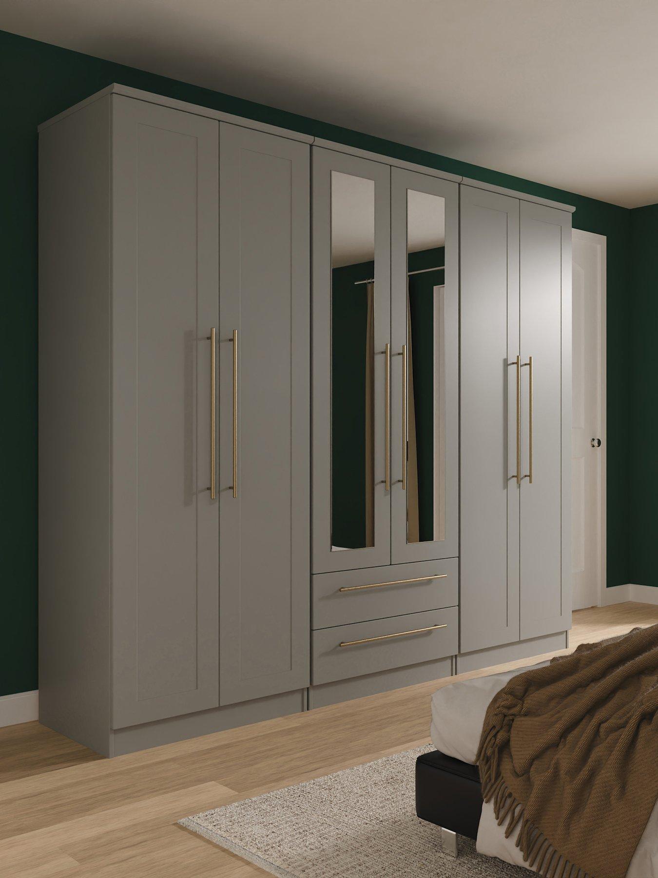 SWIFT Charlotte 6 Door 2 Drawer Wardrobe with Mirror Ready Assembled