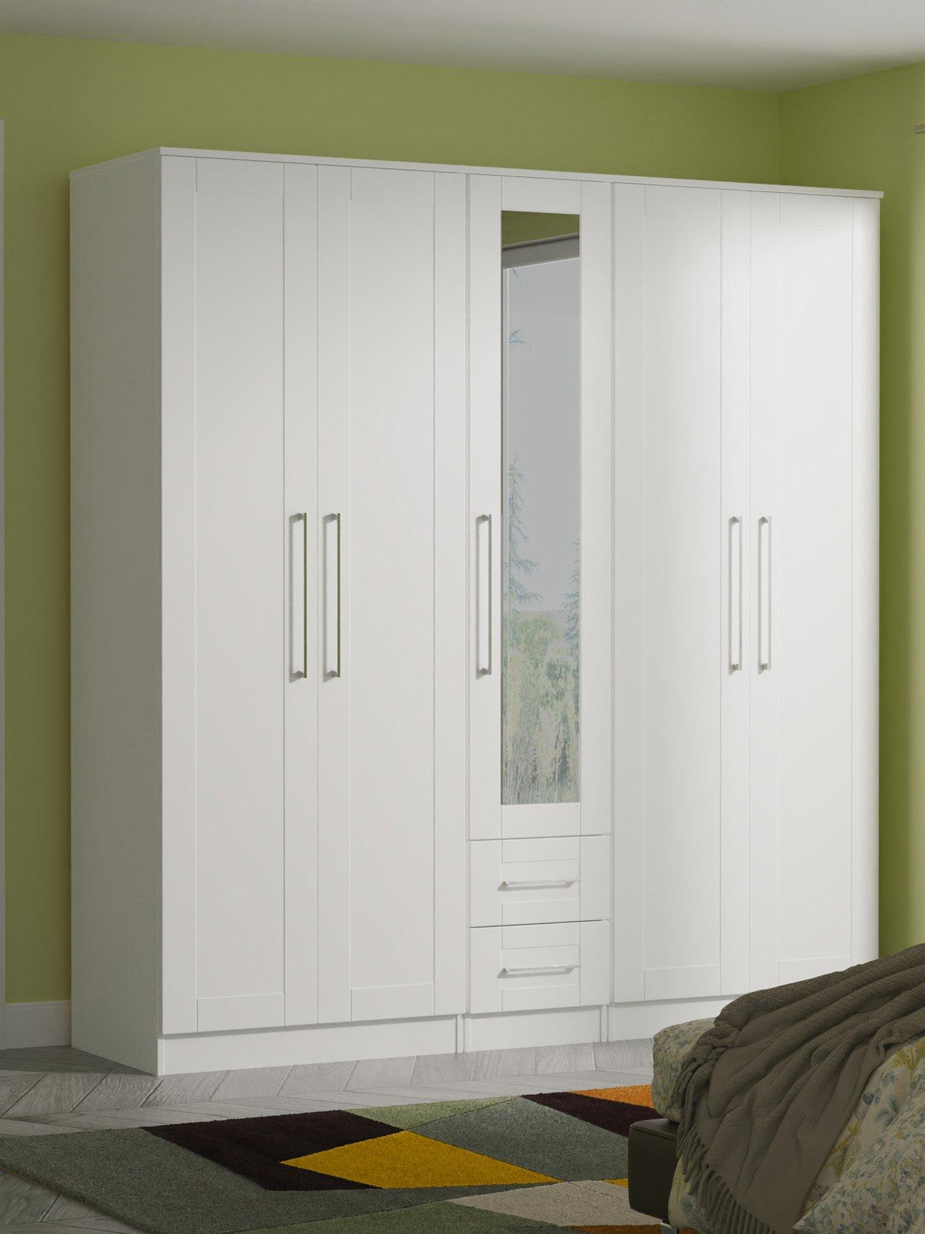 SWIFT Tabitha 5 Door 2 Drawer Wardrobe with Mirror Ready Assembled