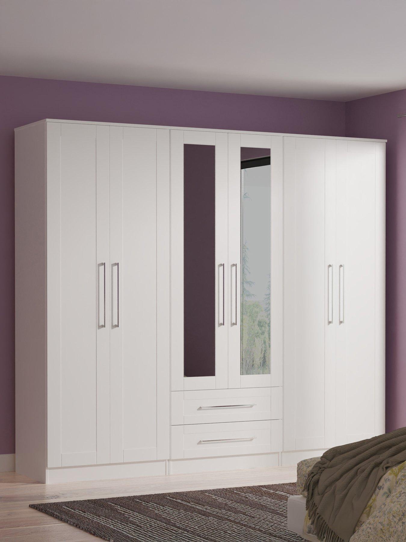 SWIFT Tabitha 6 Door 2 Drawer Wardrobe with Mirror Ready Assembled