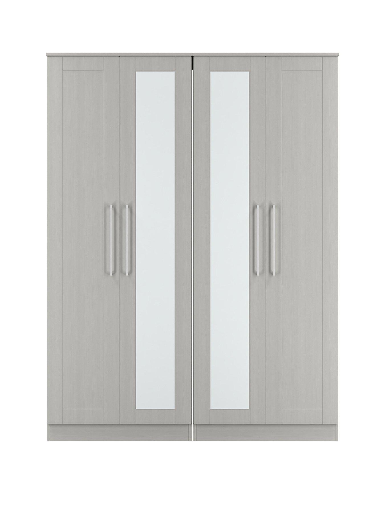  image of swift-tabitha-4-door-wardrobe-with-mirror-ready-assembled