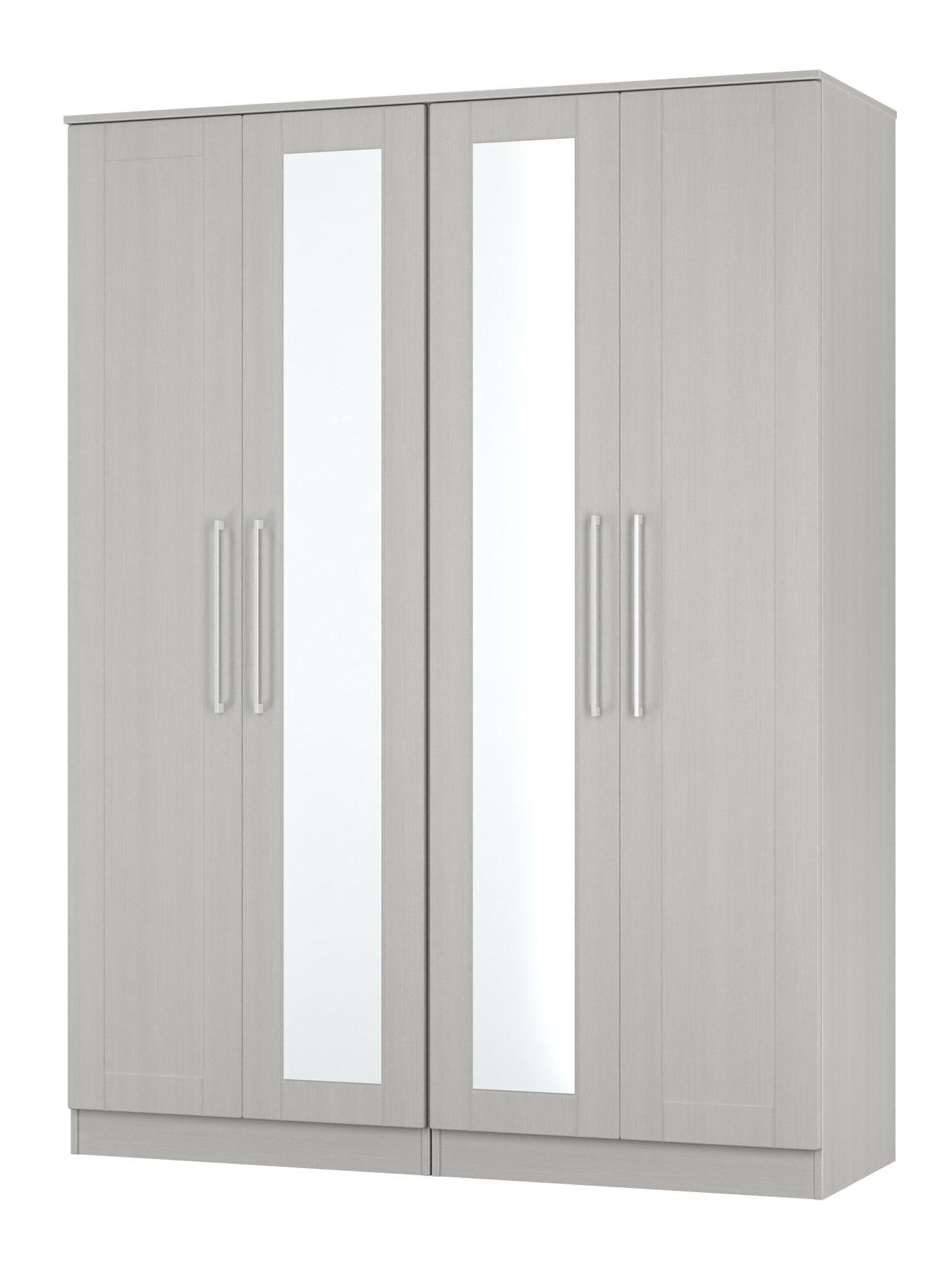  image of swift-tabitha-4-door-wardrobe-with-mirror-ready-assembled