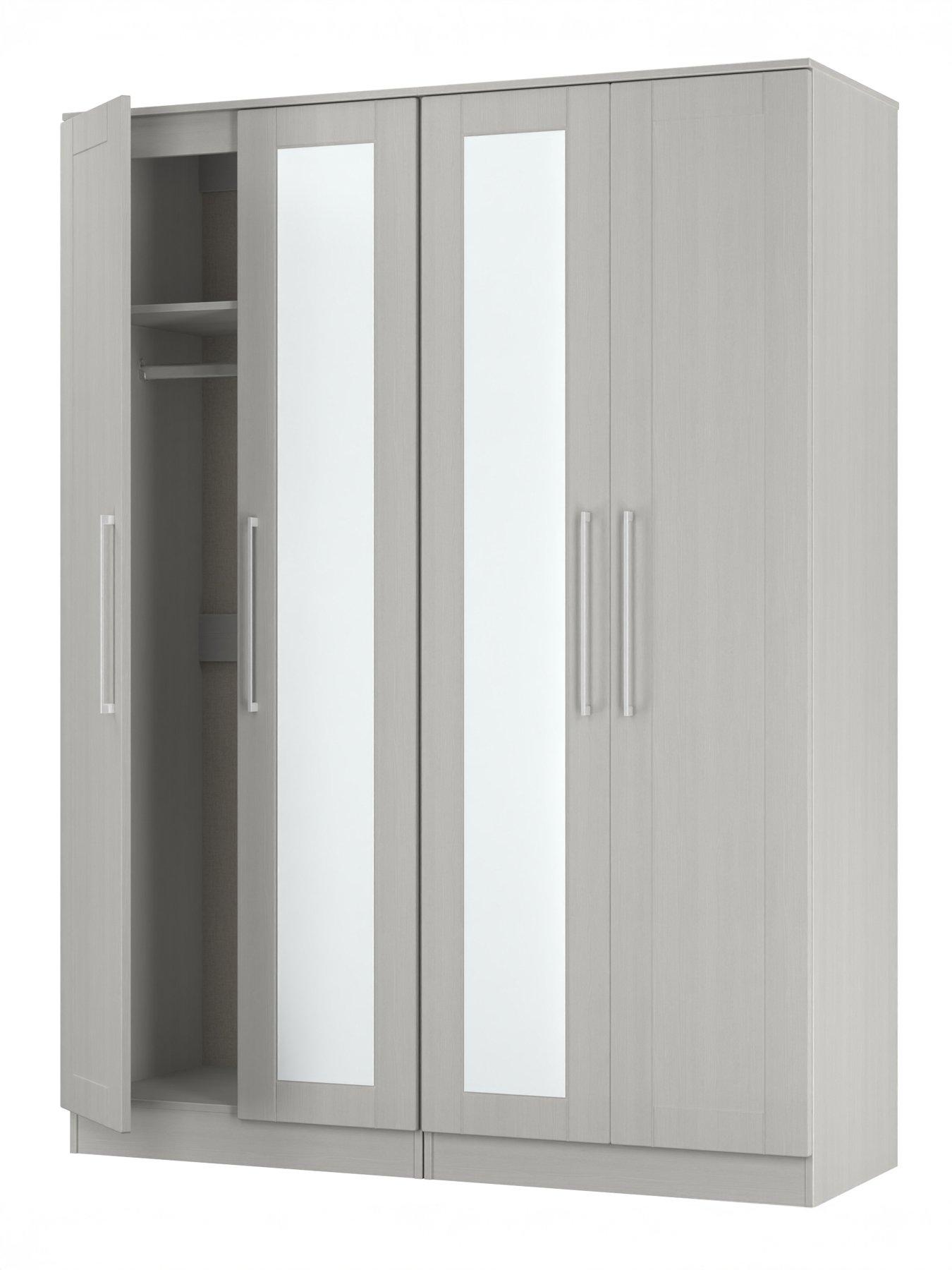  image of swift-tabitha-4-door-wardrobe-with-mirror-ready-assembled