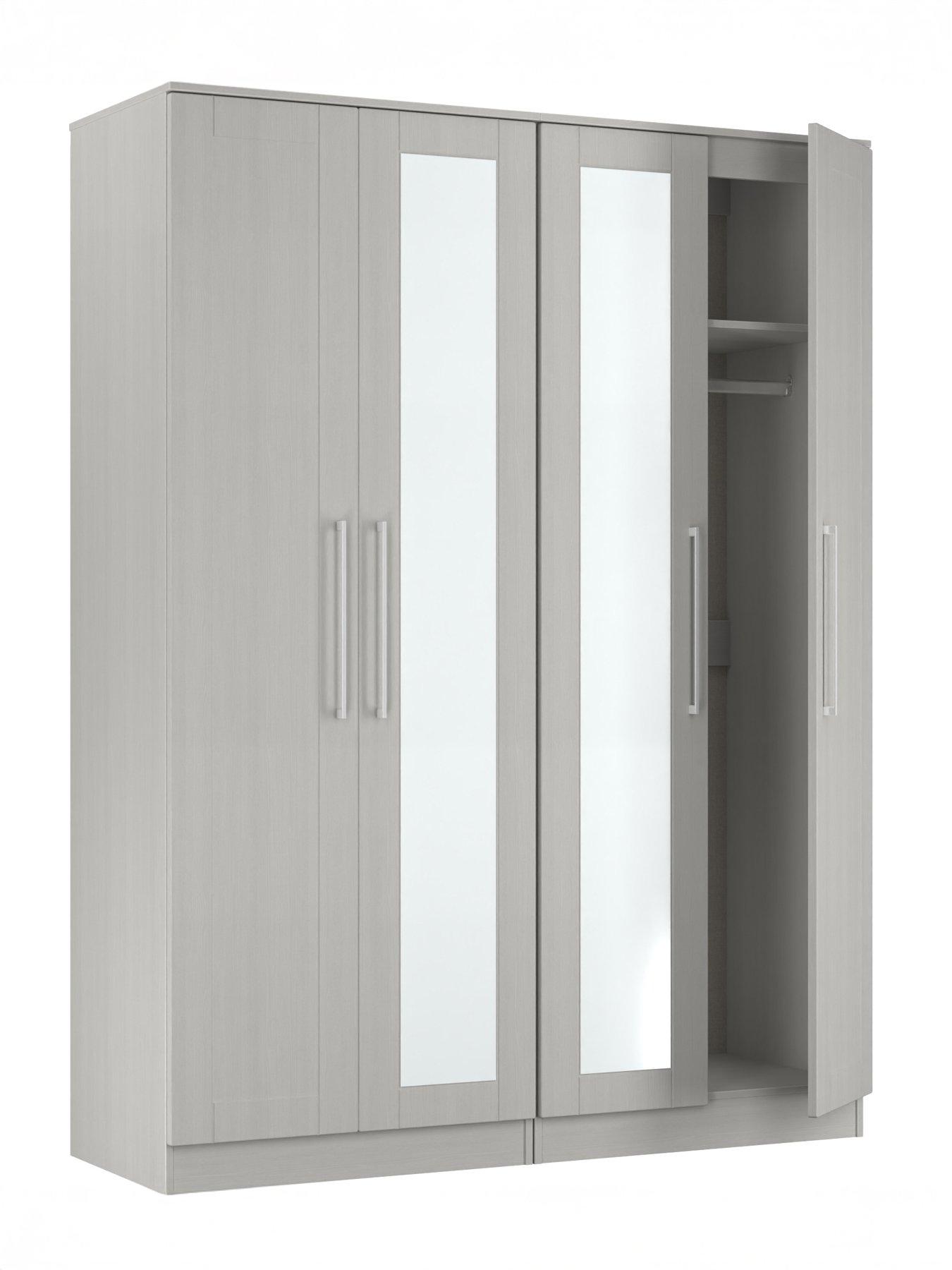  image of swift-tabitha-4-door-wardrobe-with-mirror-ready-assembled