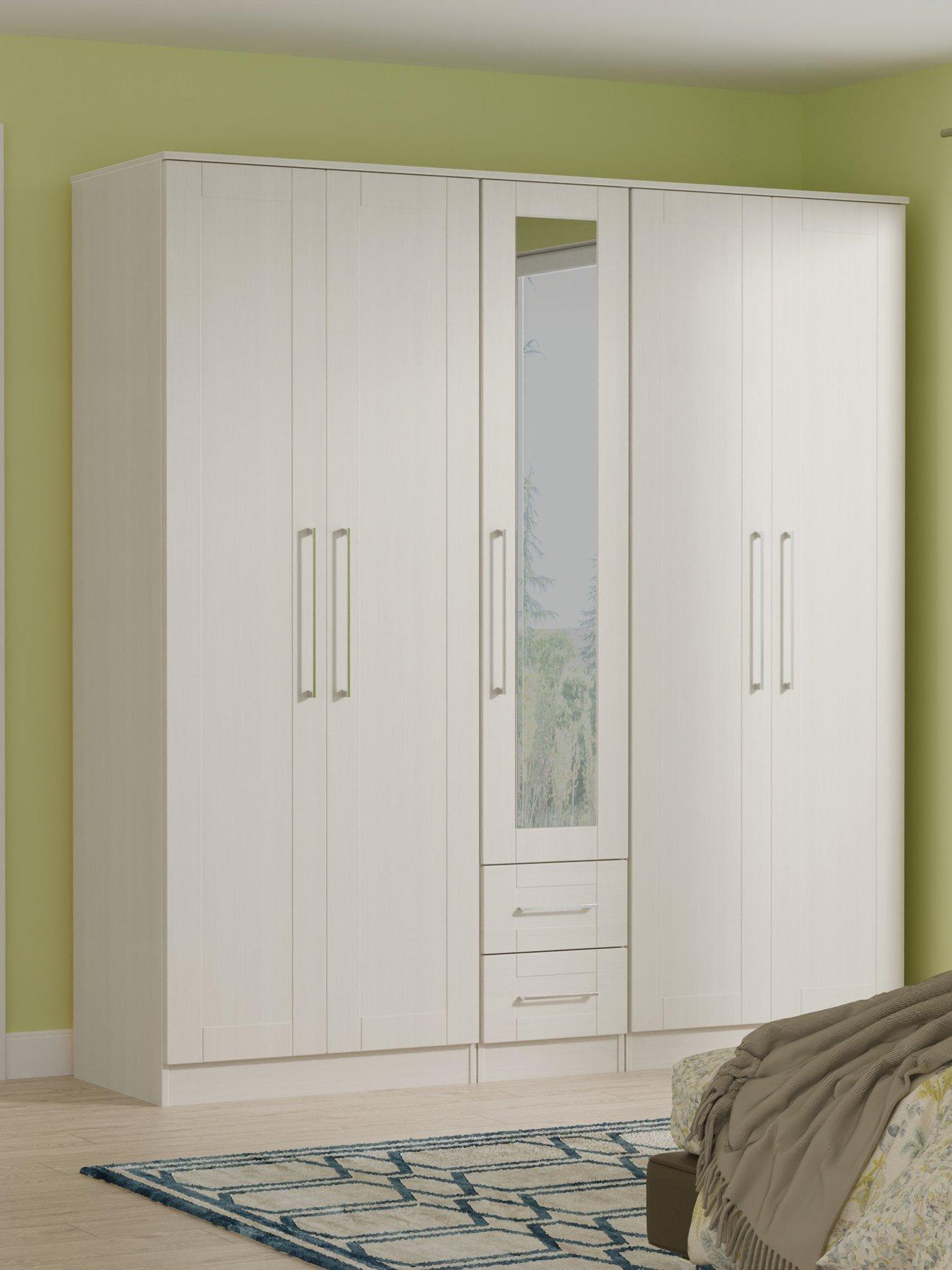 SWIFT Tabitha 5 Door 2 Drawer Wardrobe with Mirror Ready Assembled