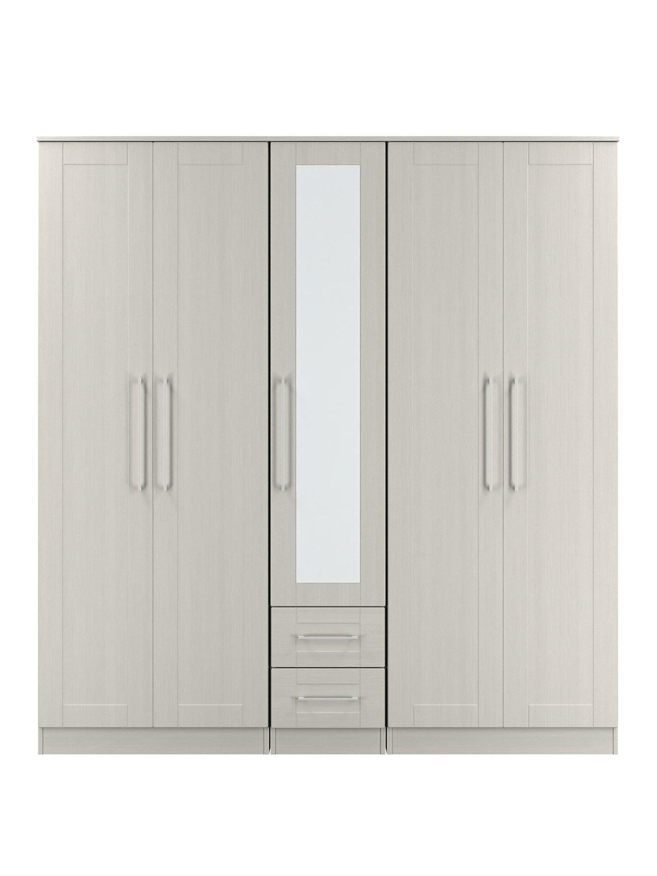  image of swift-tabitha-5-door-2-drawer-wardrobe-with-mirror-ready-assembled