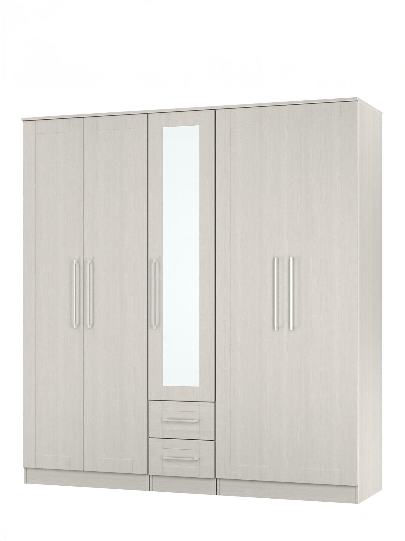 image of swift-tabitha-5-door-2-drawer-wardrobe-with-mirror-ready-assembled