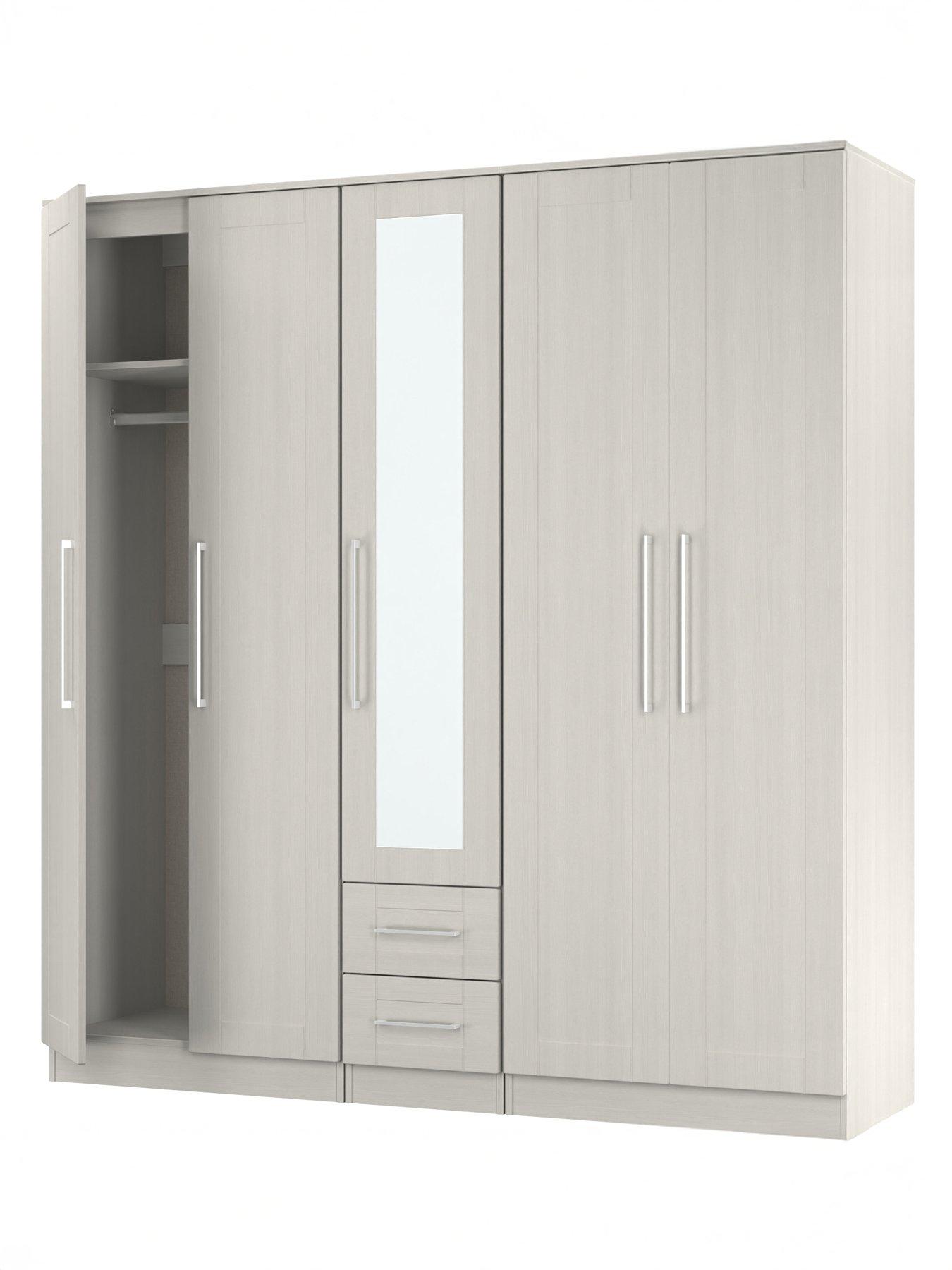  image of swift-tabitha-5-door-2-drawer-wardrobe-with-mirror-ready-assembled