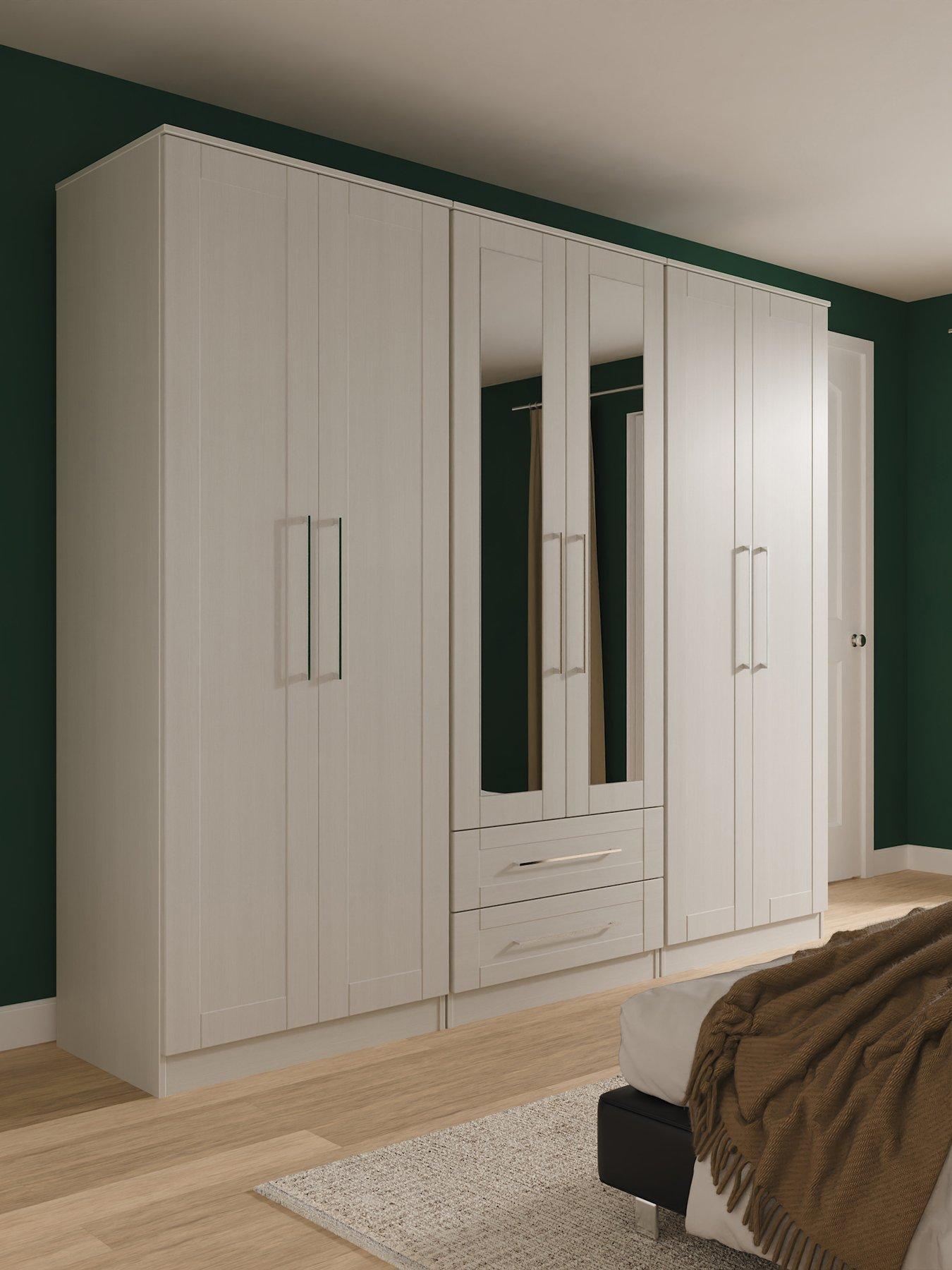 SWIFT Tabitha 6 Door 2 Drawer Wardrobe with Mirror Ready Assembled