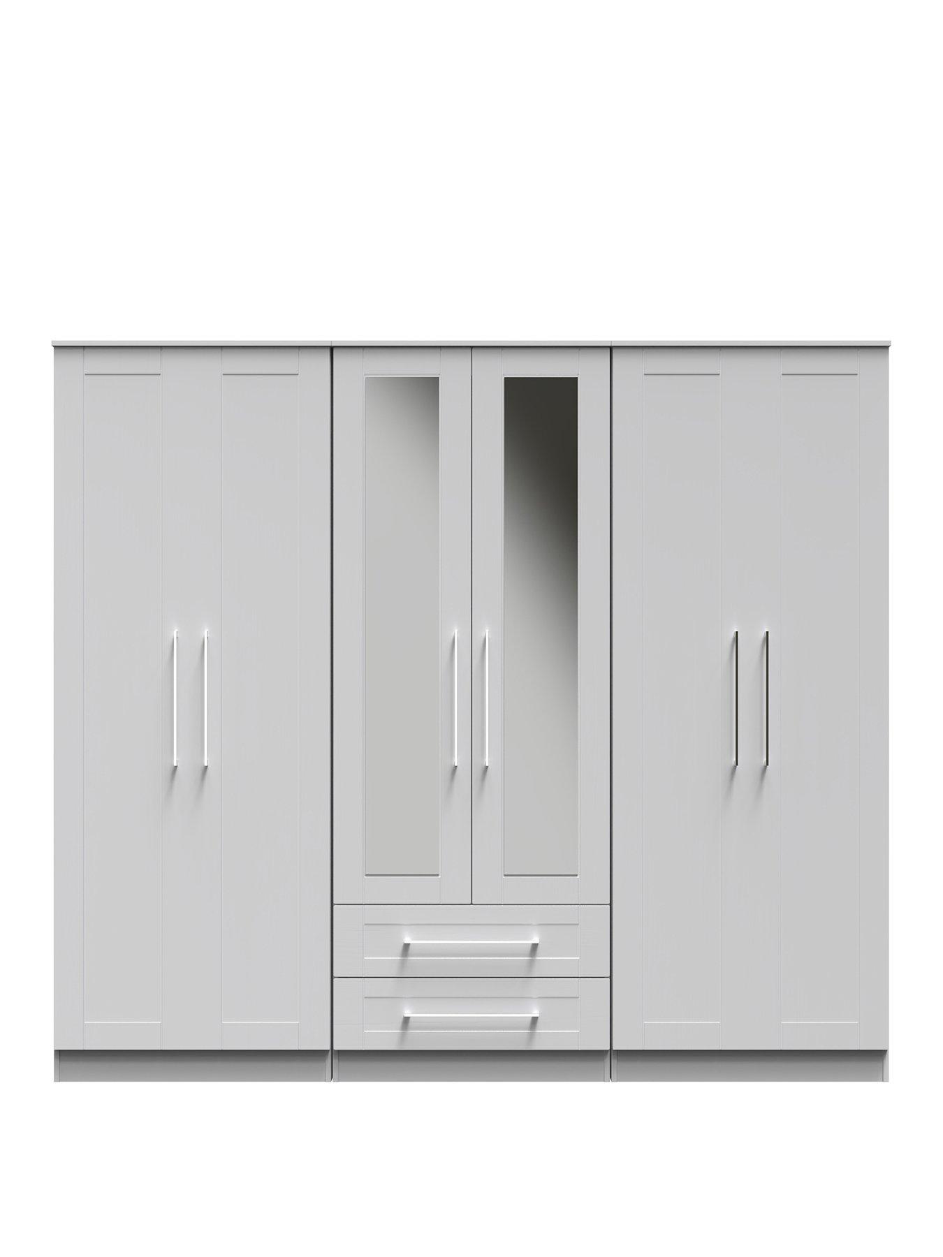  image of swift-tabitha-6-door-2-drawer-wardrobe-with-mirror-ready-assembled