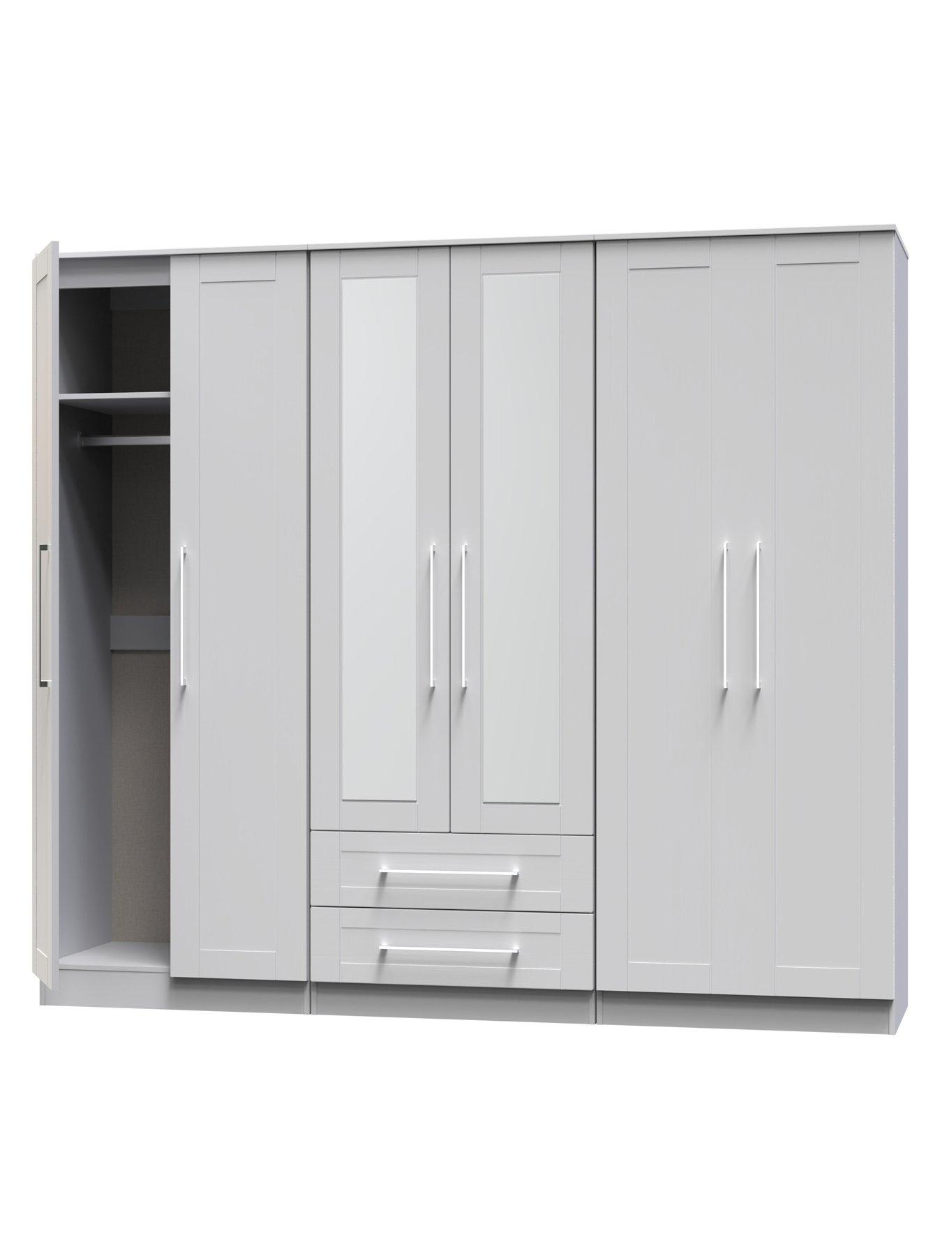  image of swift-tabitha-6-door-2-drawer-wardrobe-with-mirror-ready-assembled