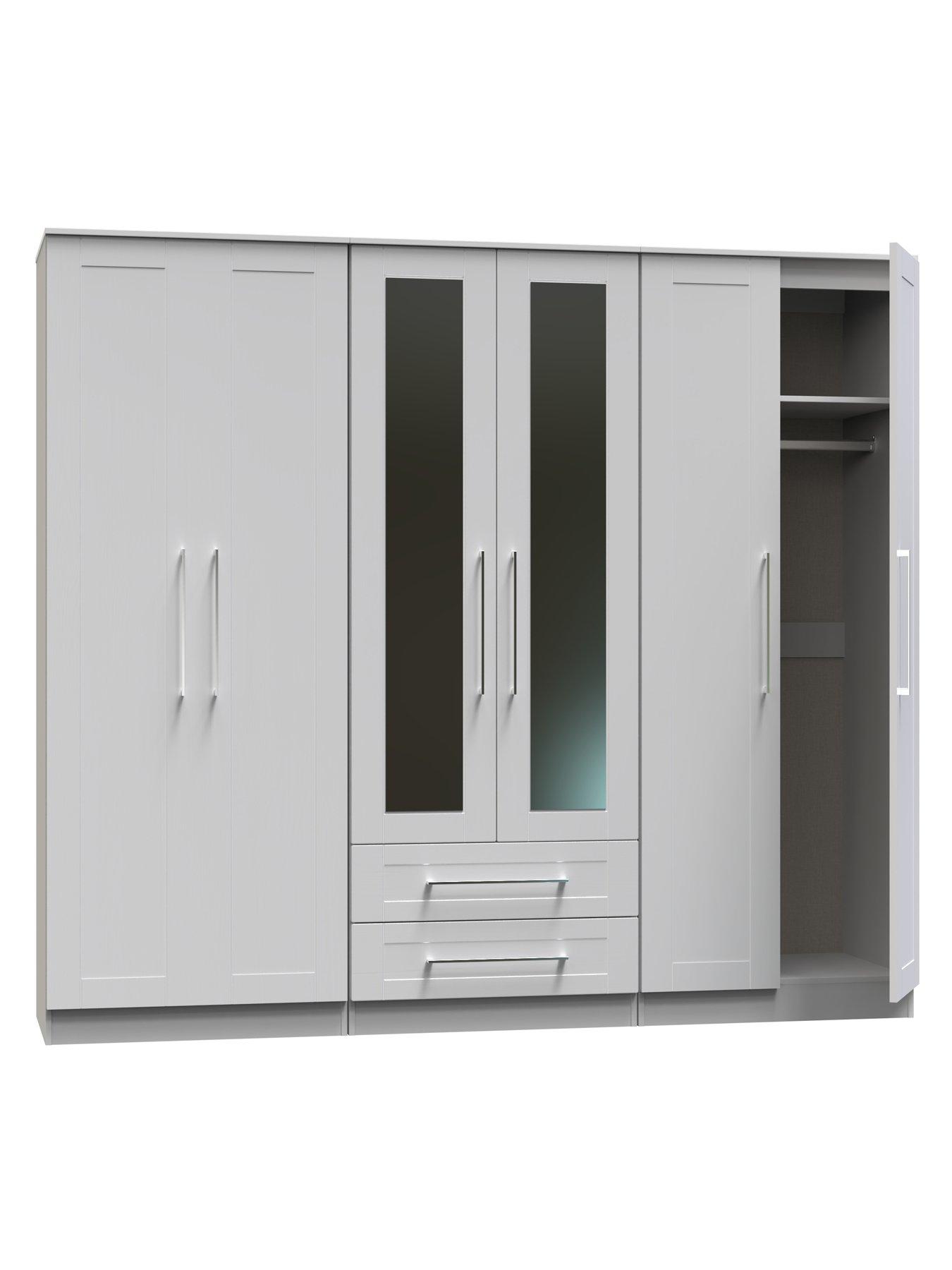  image of swift-tabitha-6-door-2-drawer-wardrobe-with-mirror-ready-assembled