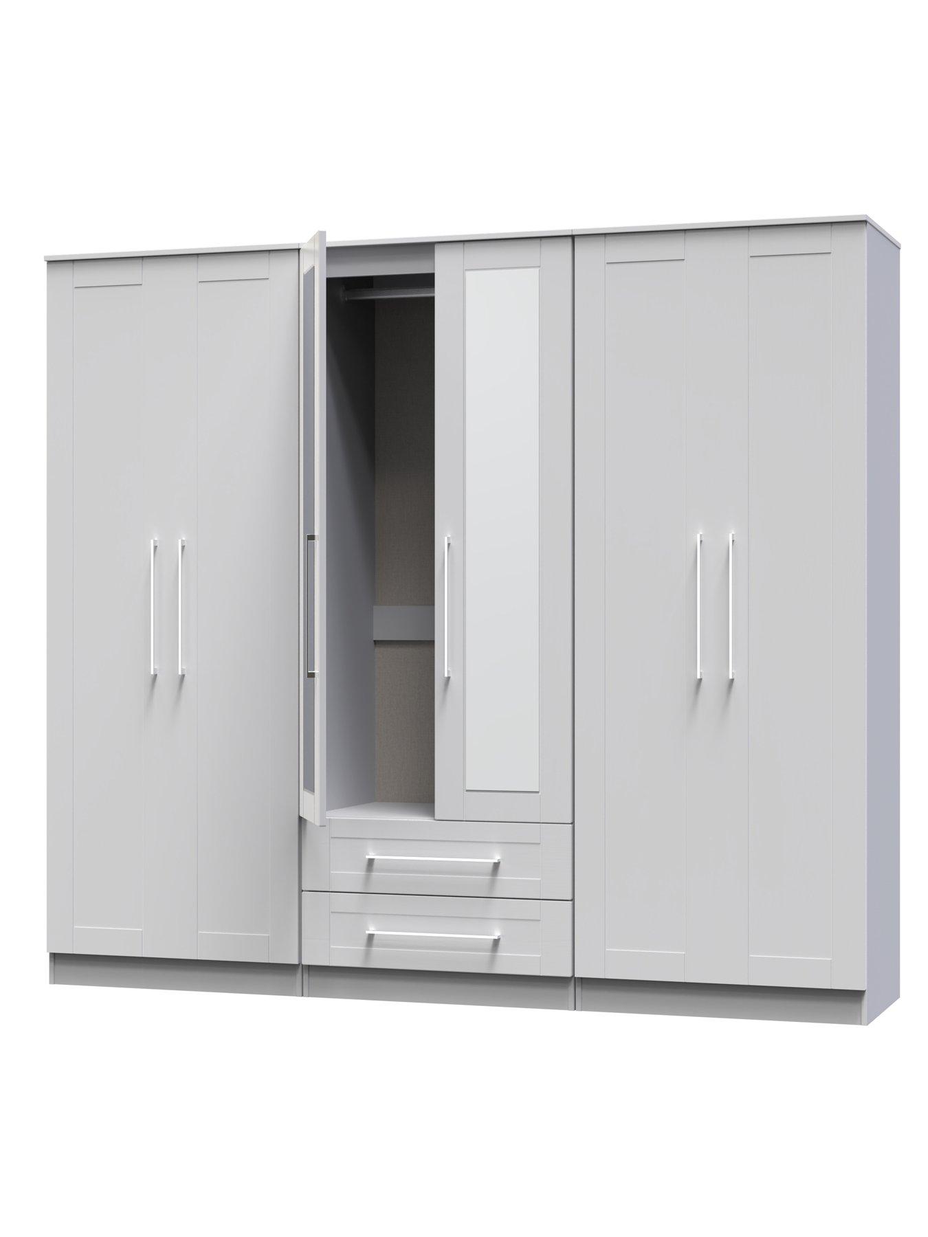  image of swift-tabitha-6-door-2-drawer-wardrobe-with-mirror-ready-assembled