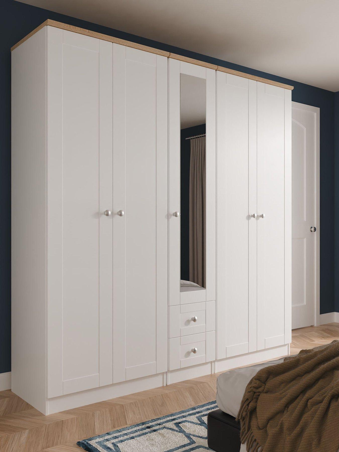 SWIFT Sydney 5 Door 1 Drawer Mirrored Wardrobe Ready Assembled