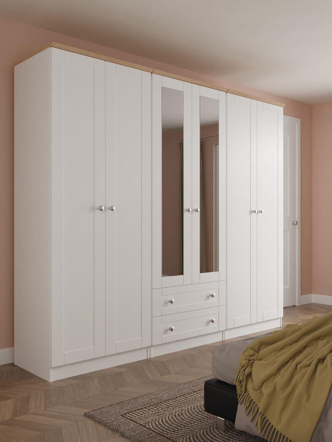 SWIFT Sydney 6 Door 2 Drawer Mirrored Wardrobe Ready Assembled