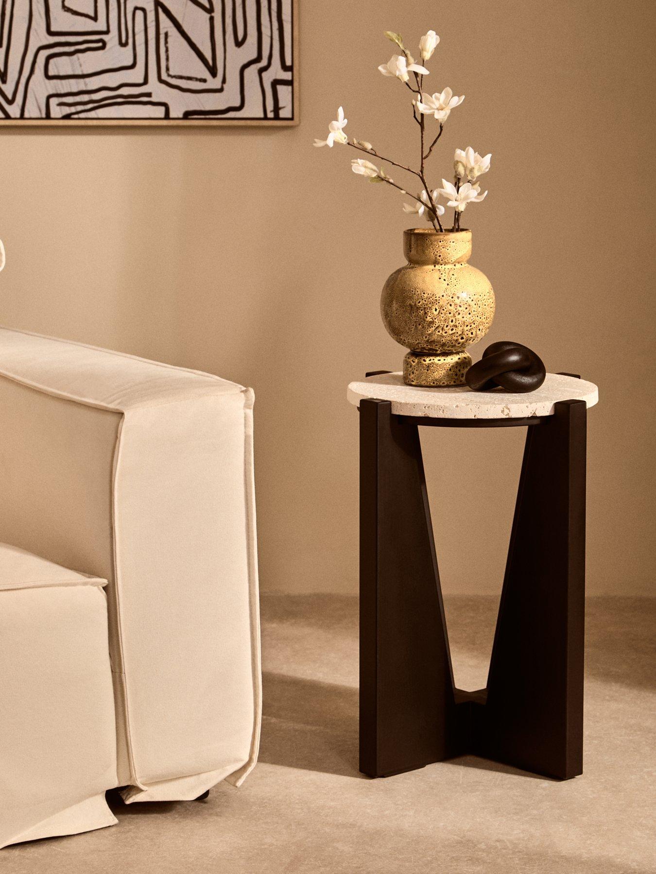 Premier Housewares Winton Travertine Side Table