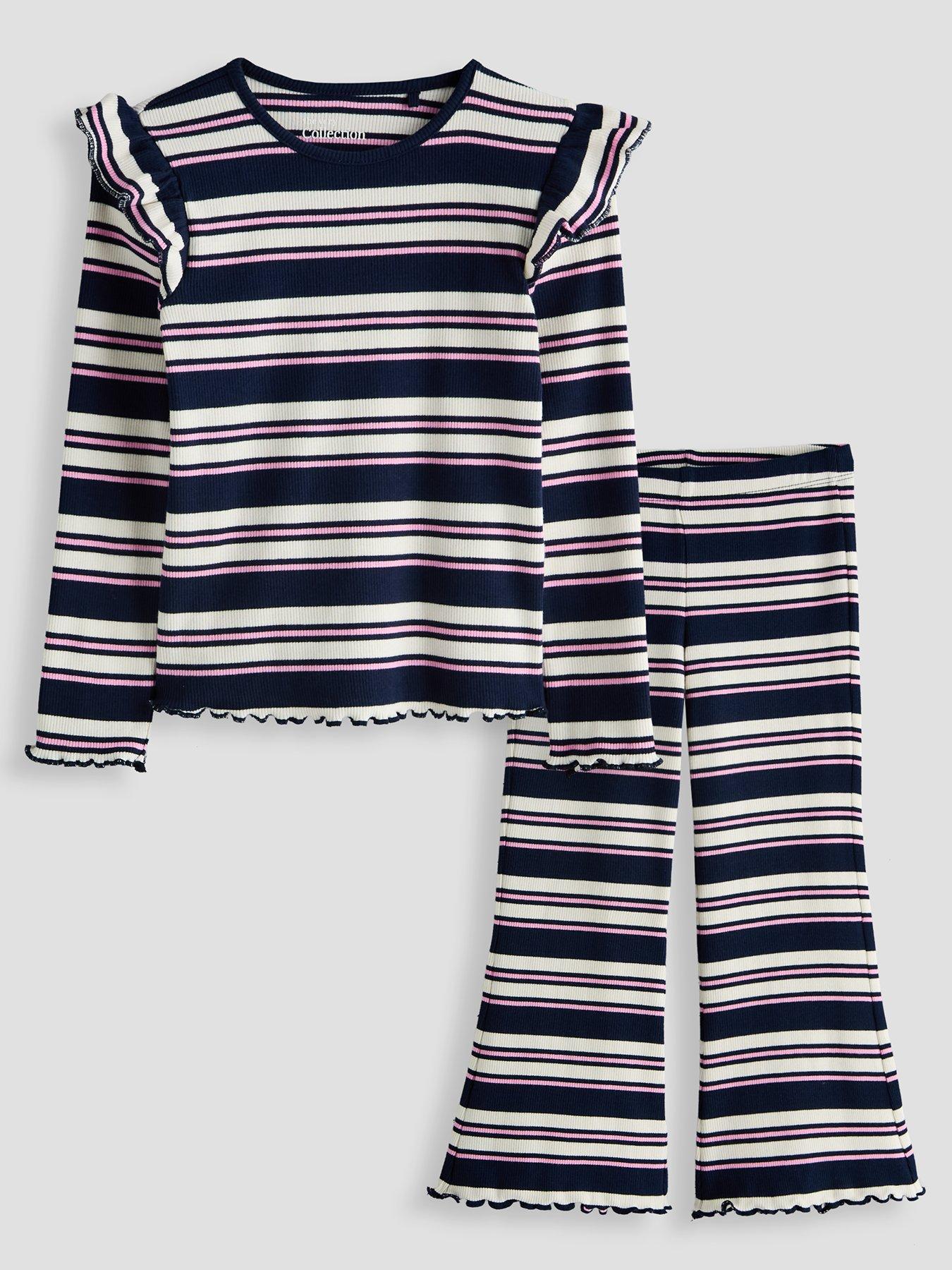 The Very Collection Girls Rib Stripe Long Sleeve Top And Flare Legging Basic
