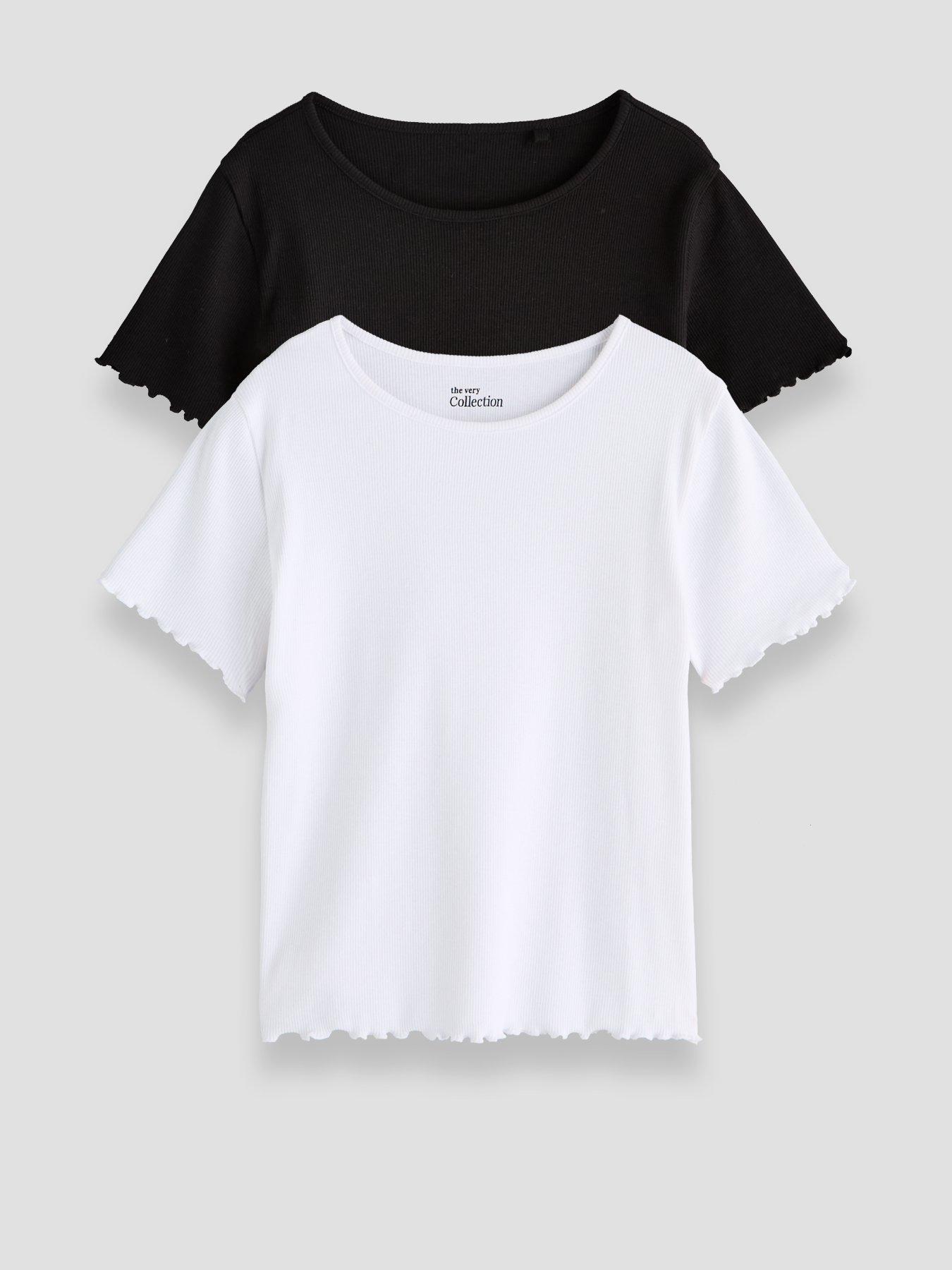 Image 1 of 5 of The Very Collection Girls Basic 2 Pack Rib Short Sleeve Tops (3 - 16 years)