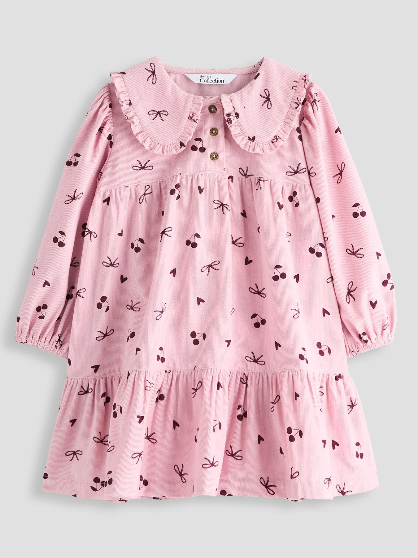 The Very Collection Girl Printed Cord Dress - Pink