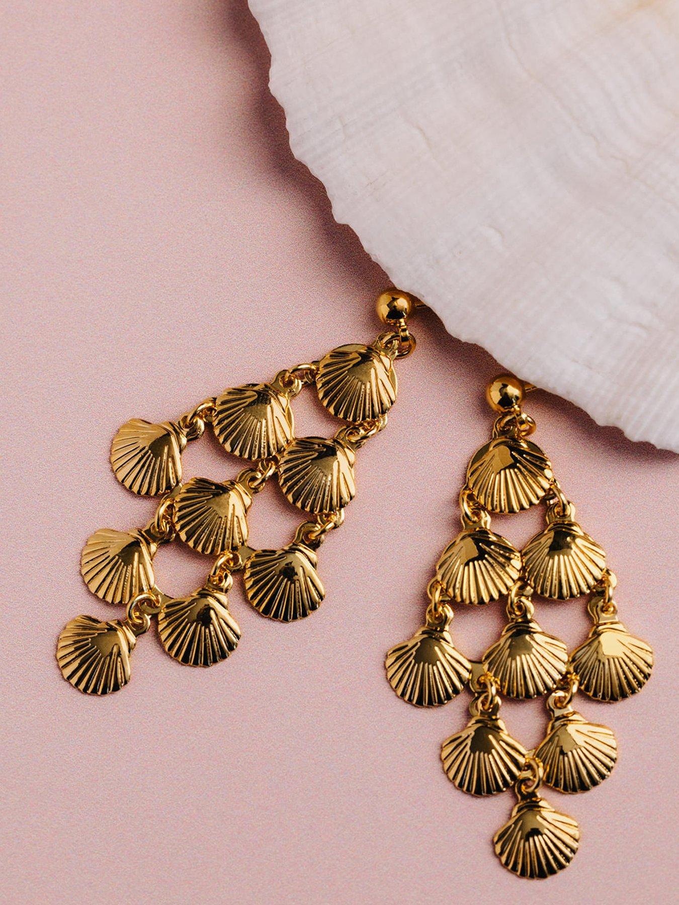 Image 1 of 3 of Orelia Statement Shell Chandelier Earrings
