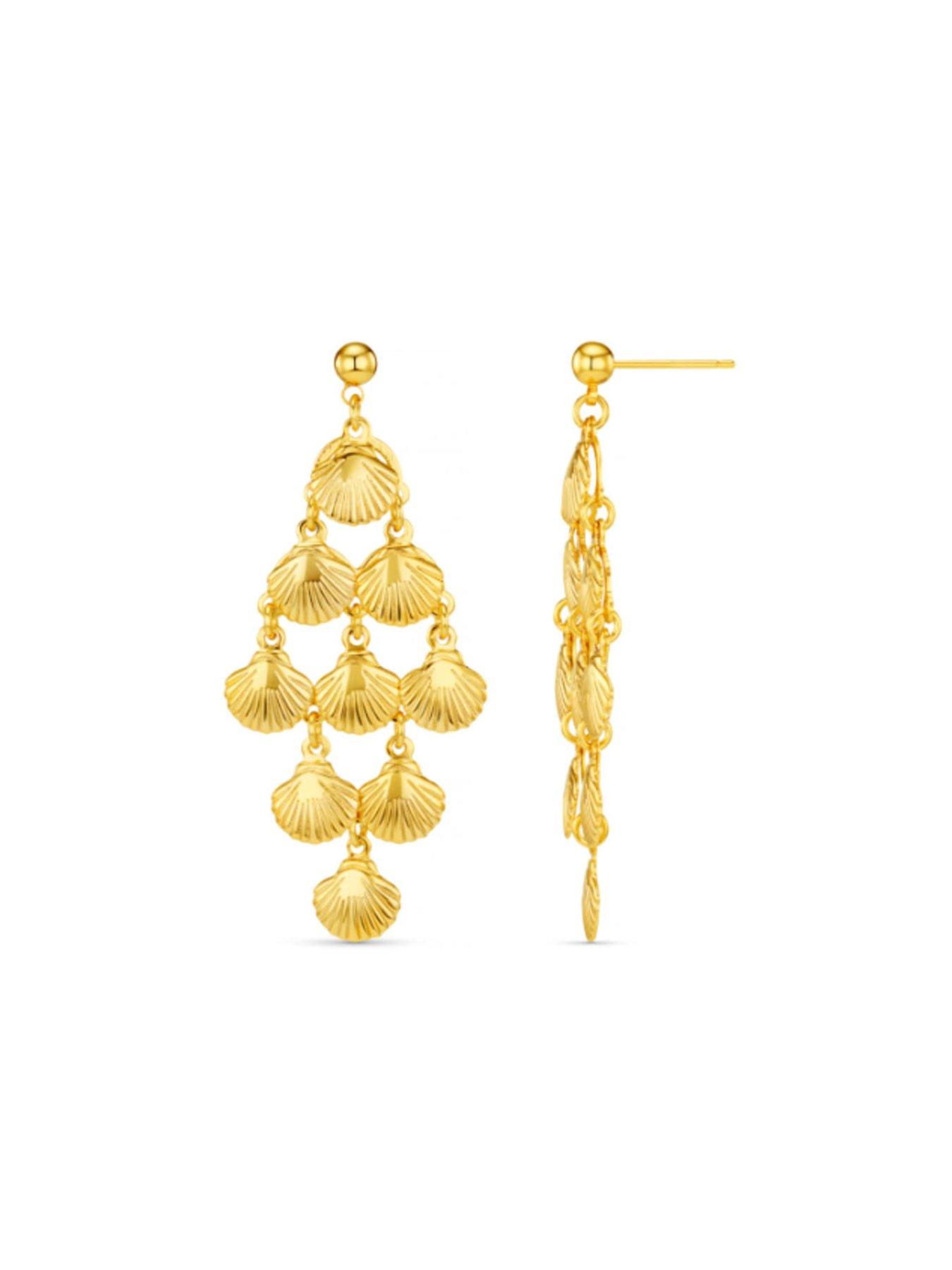 Image 2 of 3 of Orelia Statement Shell Chandelier Earrings