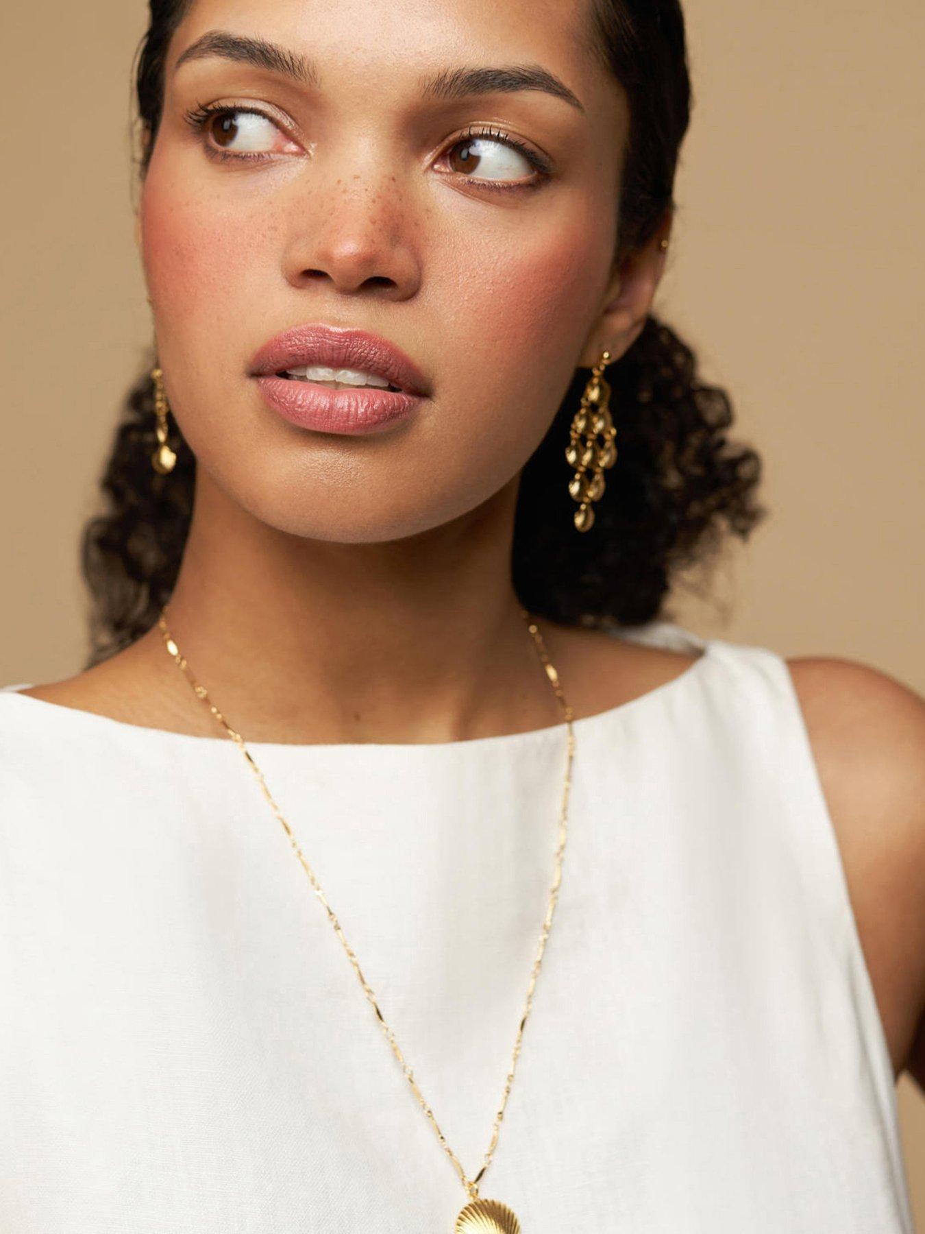Image 3 of 3 of Orelia Statement Shell Chandelier Earrings