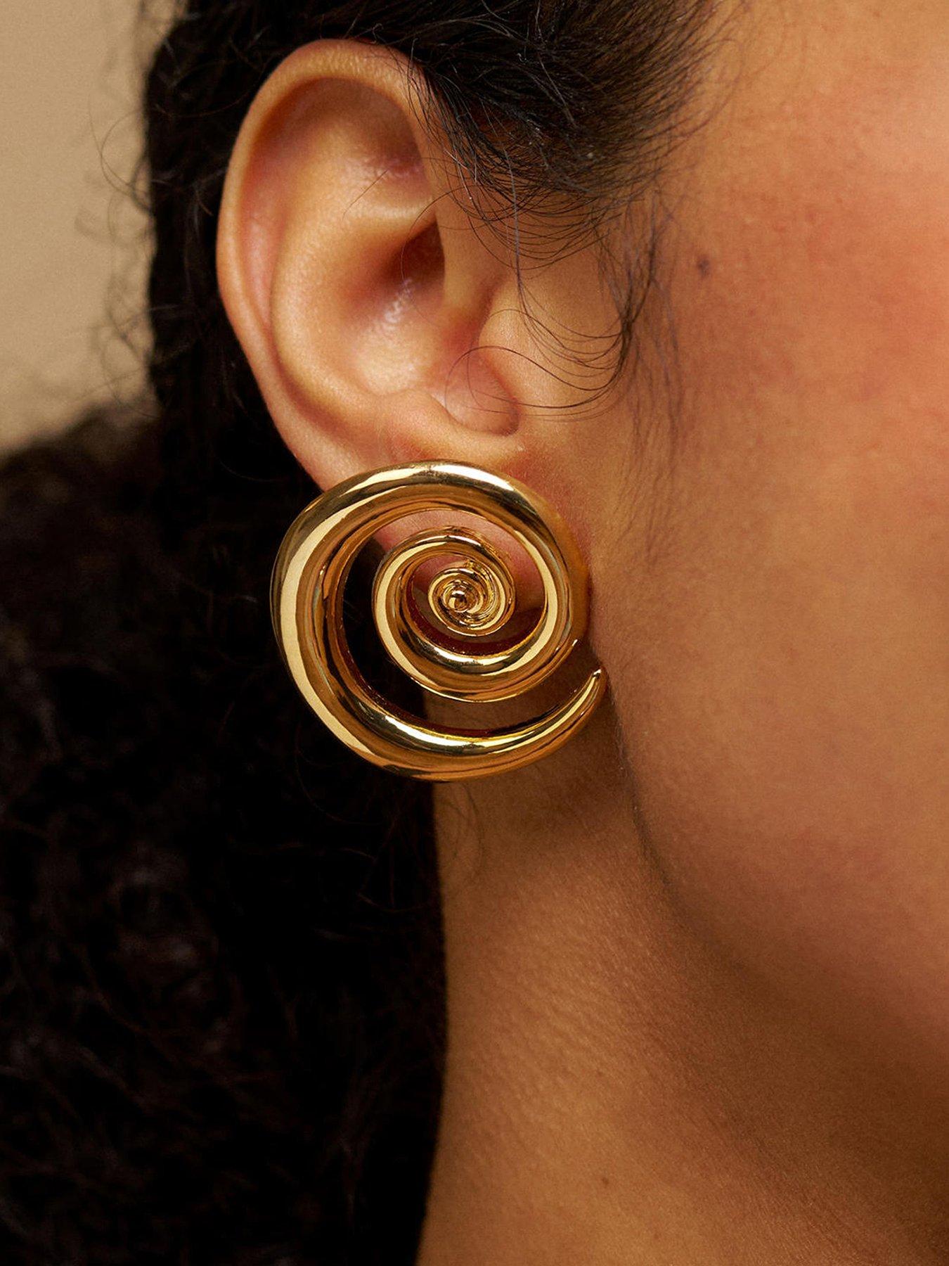 Image 1 of 3 of Orelia Statement Spiral Stud Earrings