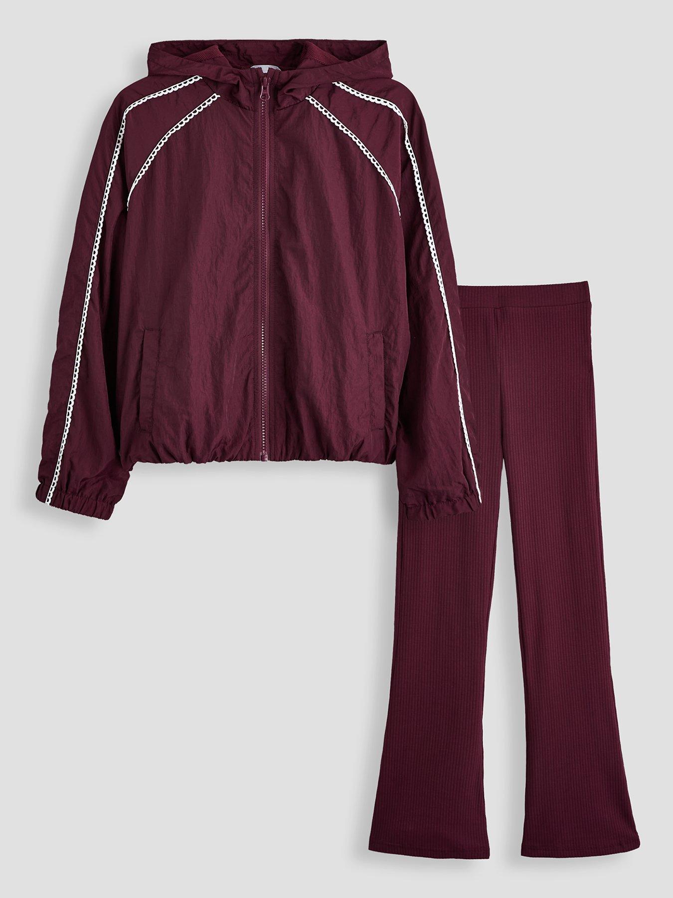 The Very Collection Girls Zip Up Jacket With Flare Leggings - Red