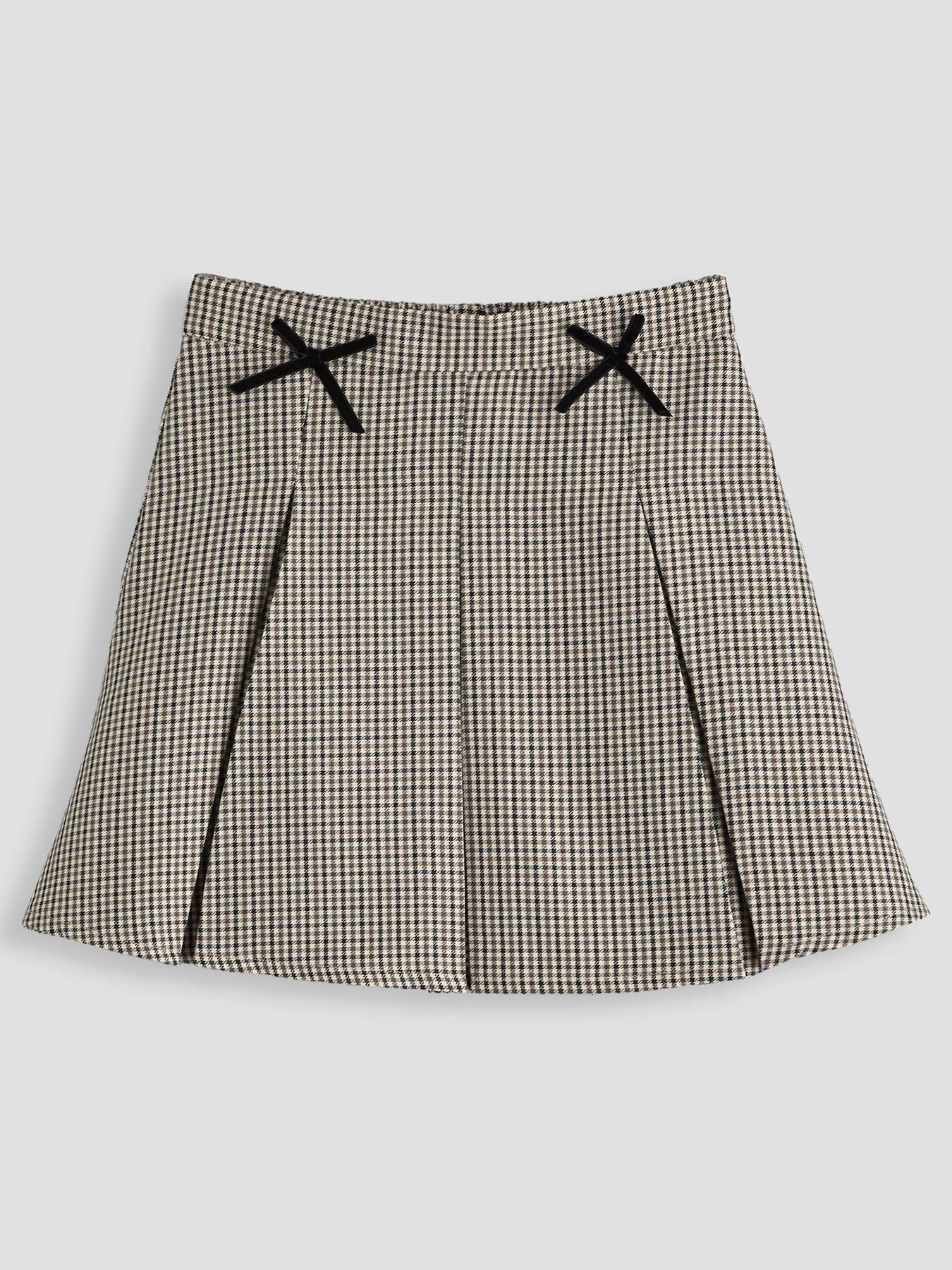 The Very Collection Girls Pleat Check Skirt - Cream