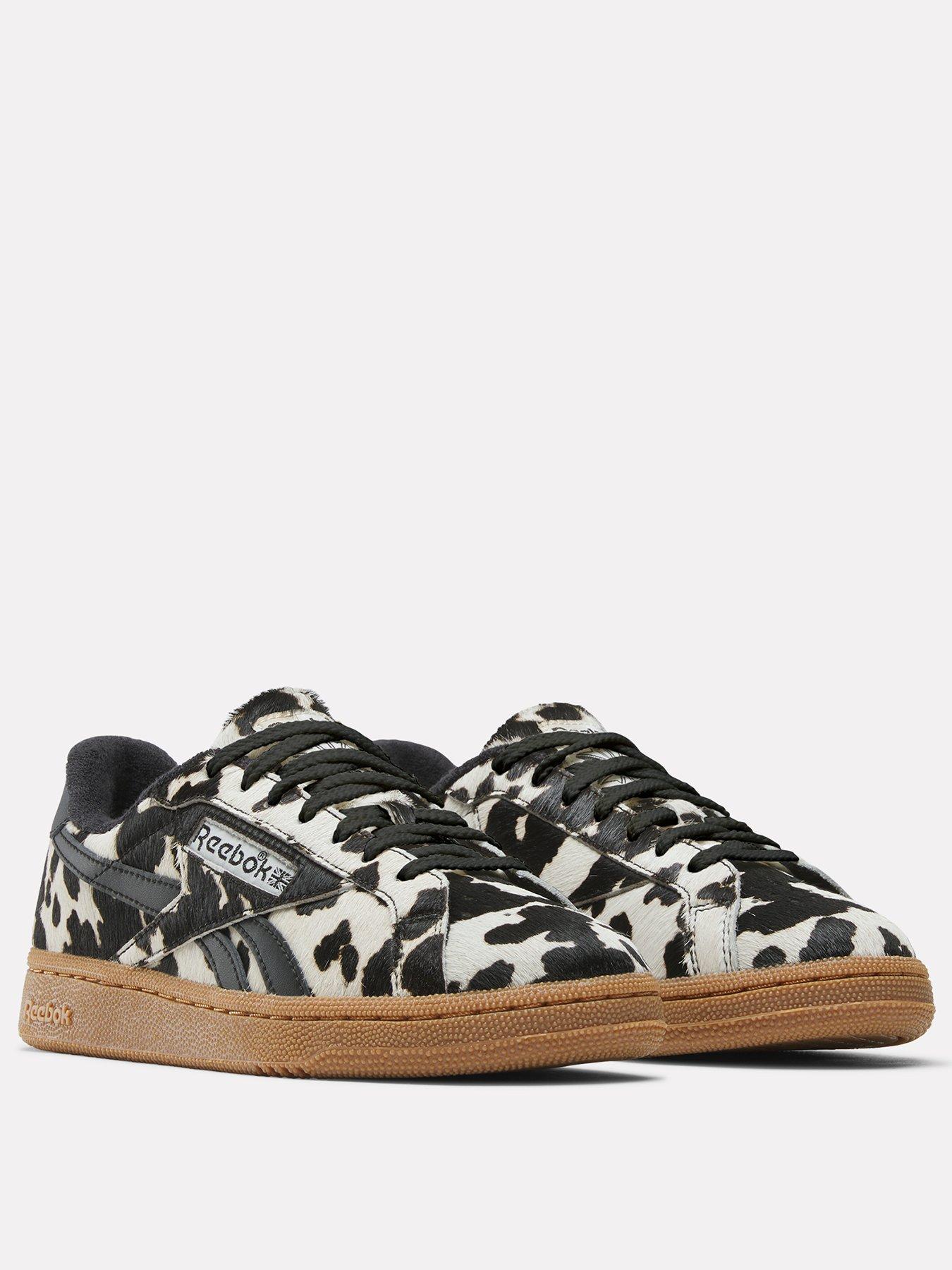 Image 2 of 5 of Reebok Womens Club C Grounds Cow Print Leather Trainers - Brown
