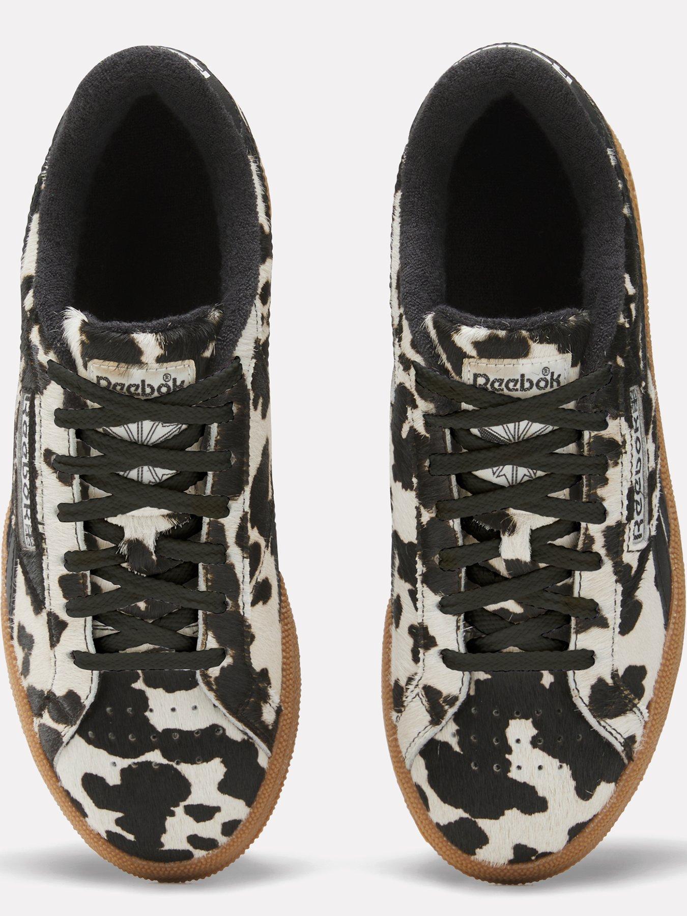 Image 4 of 5 of Reebok Womens Club C Grounds Cow Print Leather Trainers - Brown