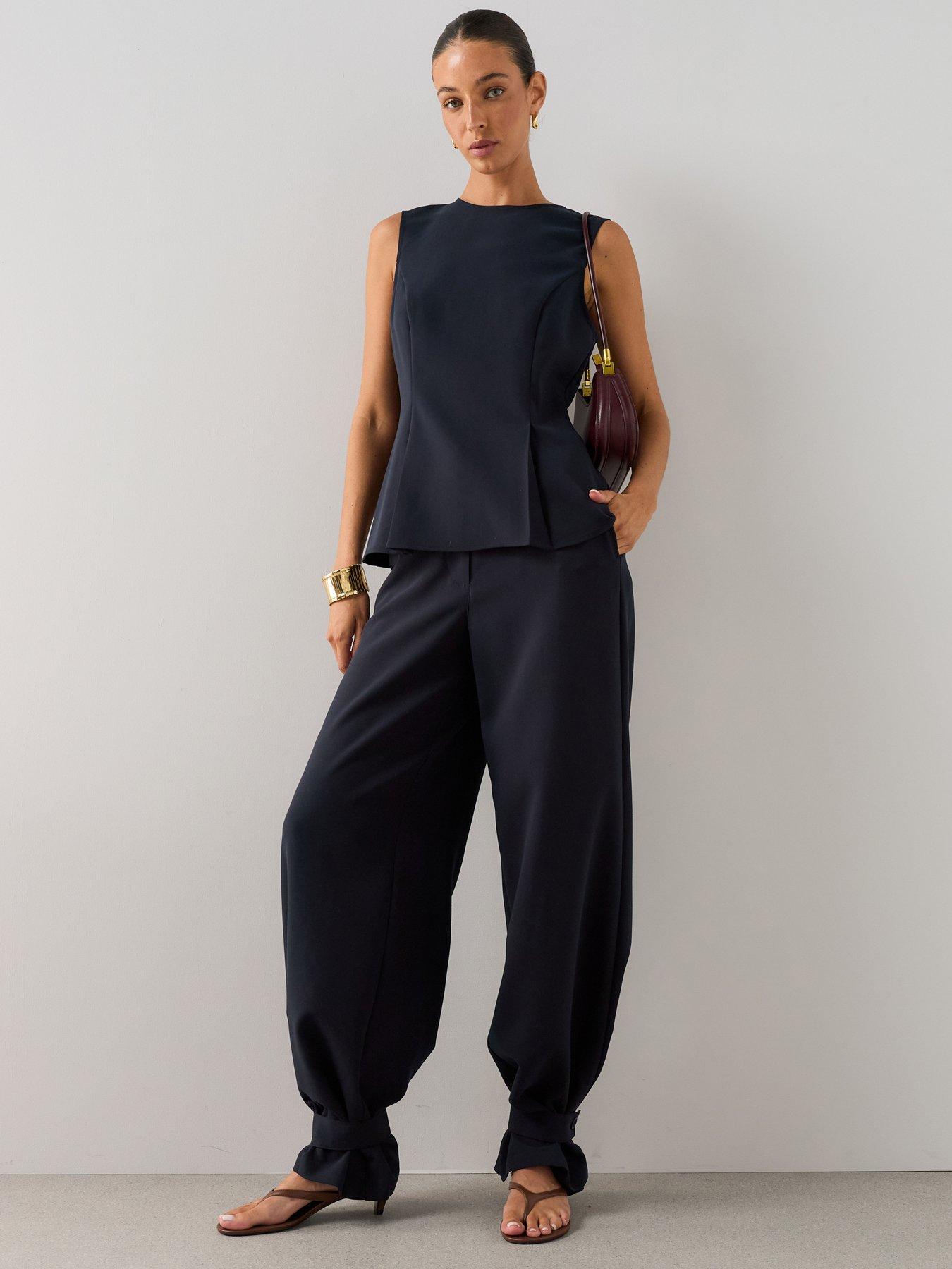 The Very Collection Tailored Cuffed Leg Co-Ord Trousers - Navy
