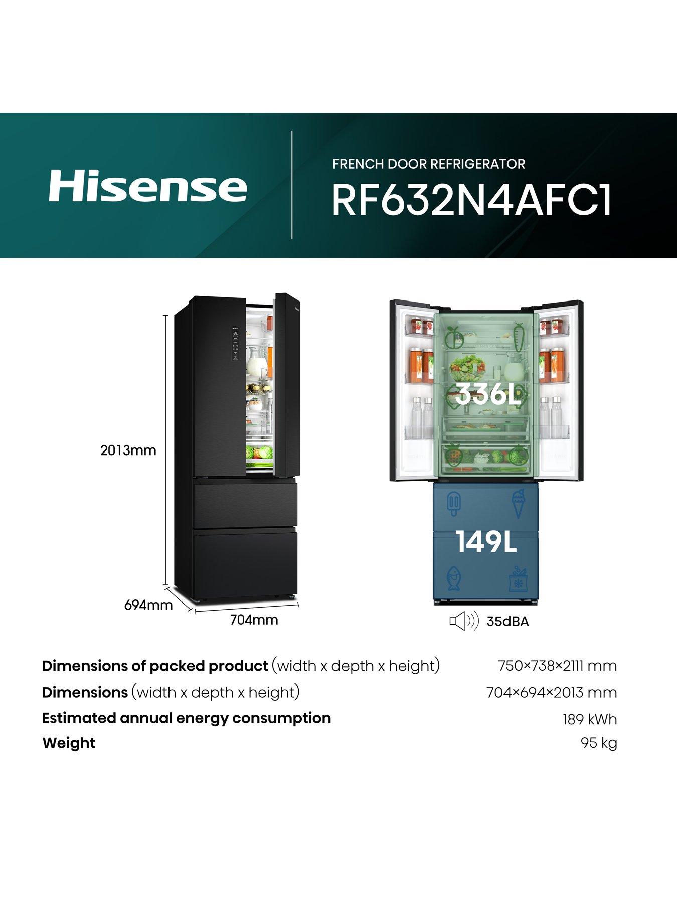 Image 7 of 7 of Hisense PureFlat Slim RF632N4AFC1 Total No Frost American Fridge Freezer - Black / Stainless Steel - C Rated