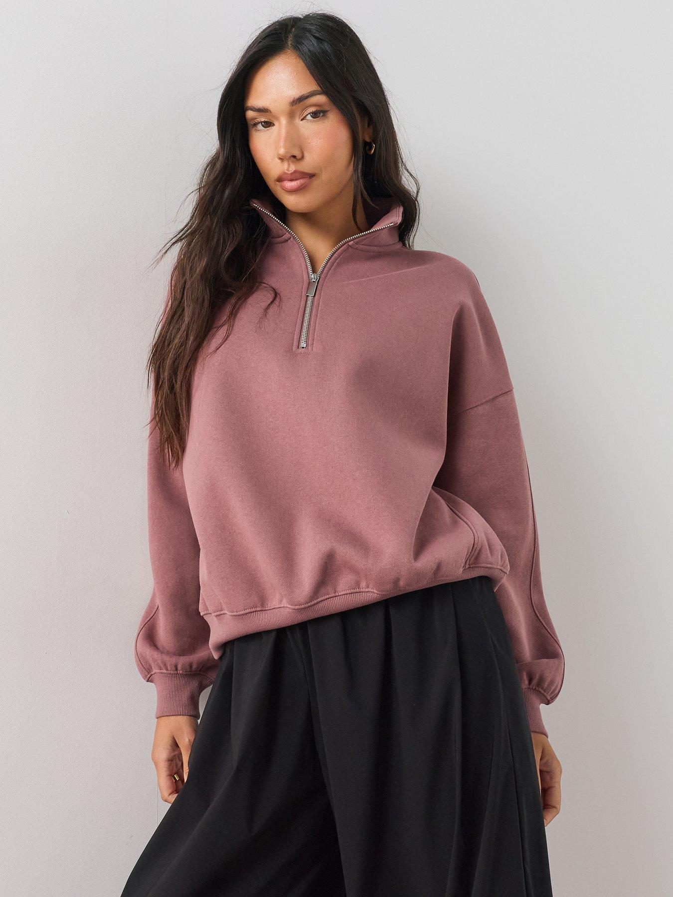 The Very Collection Zip Funnel Neck Sweatshirt  - Pink