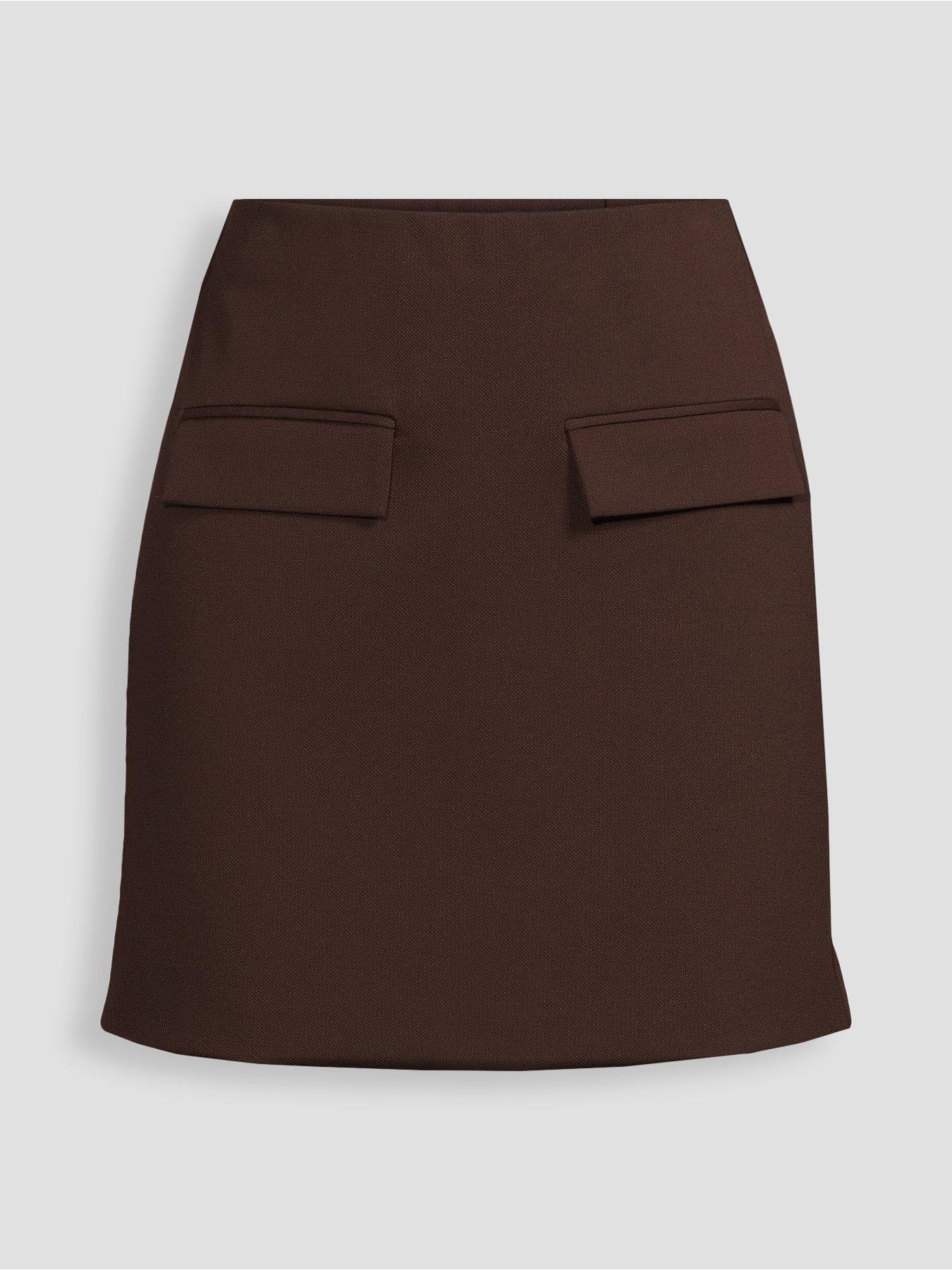 Image 7 of 7 of The Very Collection Womens Pocket Detail Jersey Mini Skirt - Brown