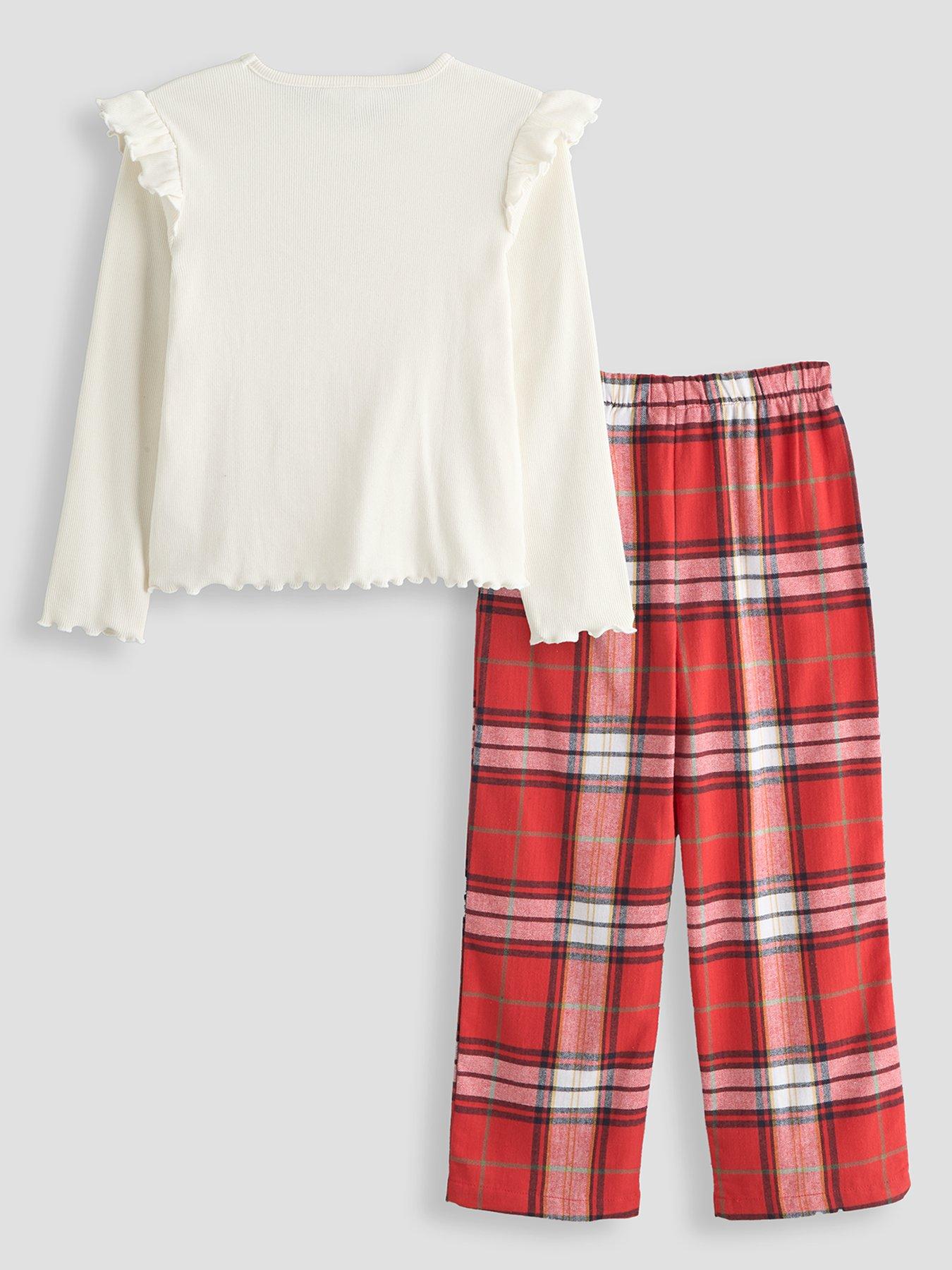 Image 3 of 6 of The Very Collection Girls Family Christmas Bow Rib Top Pyjama (9 months - 16 years) - Red