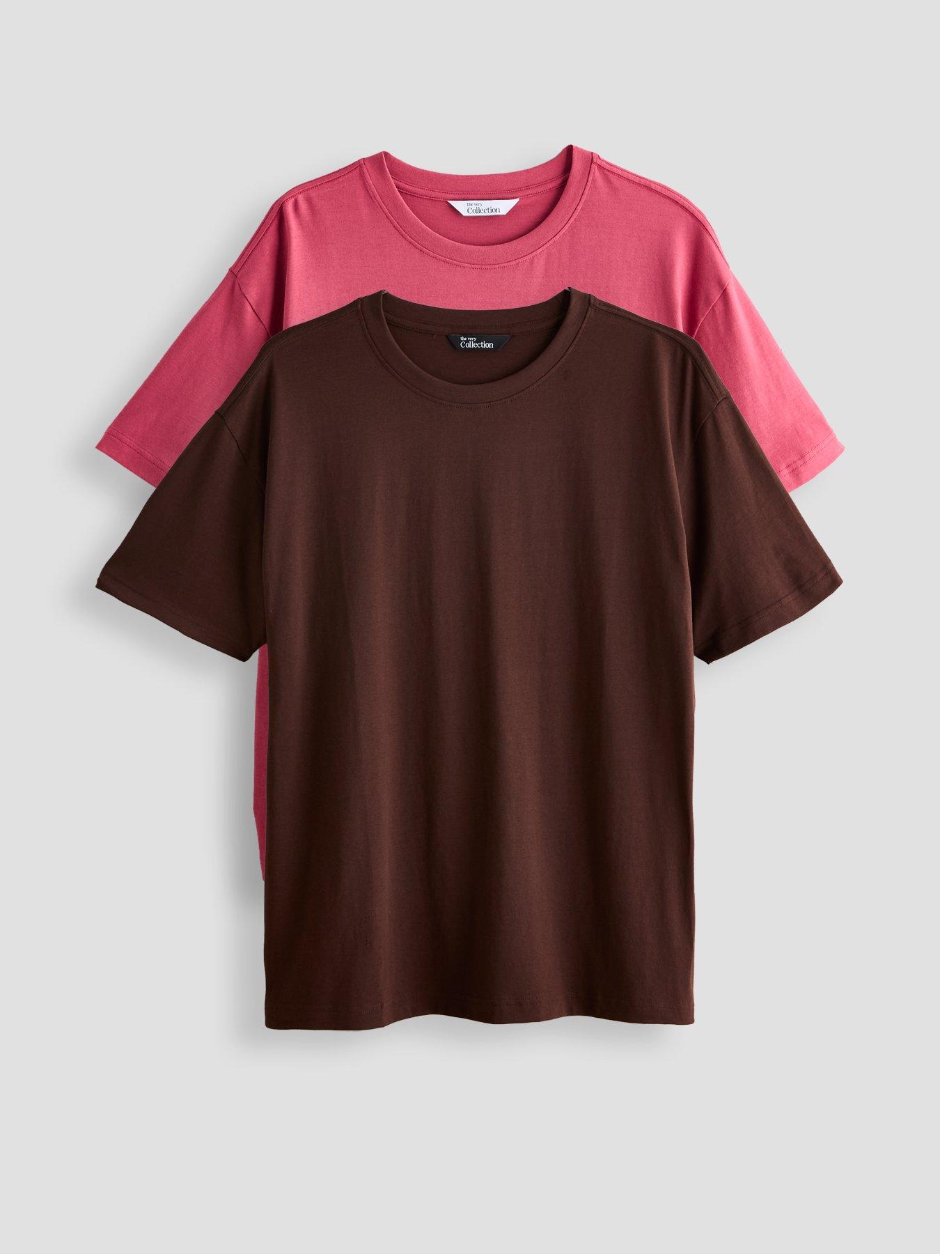 The Very Collection Women's 2 Pack Oversized Crew Neck T-Shirts - Multi