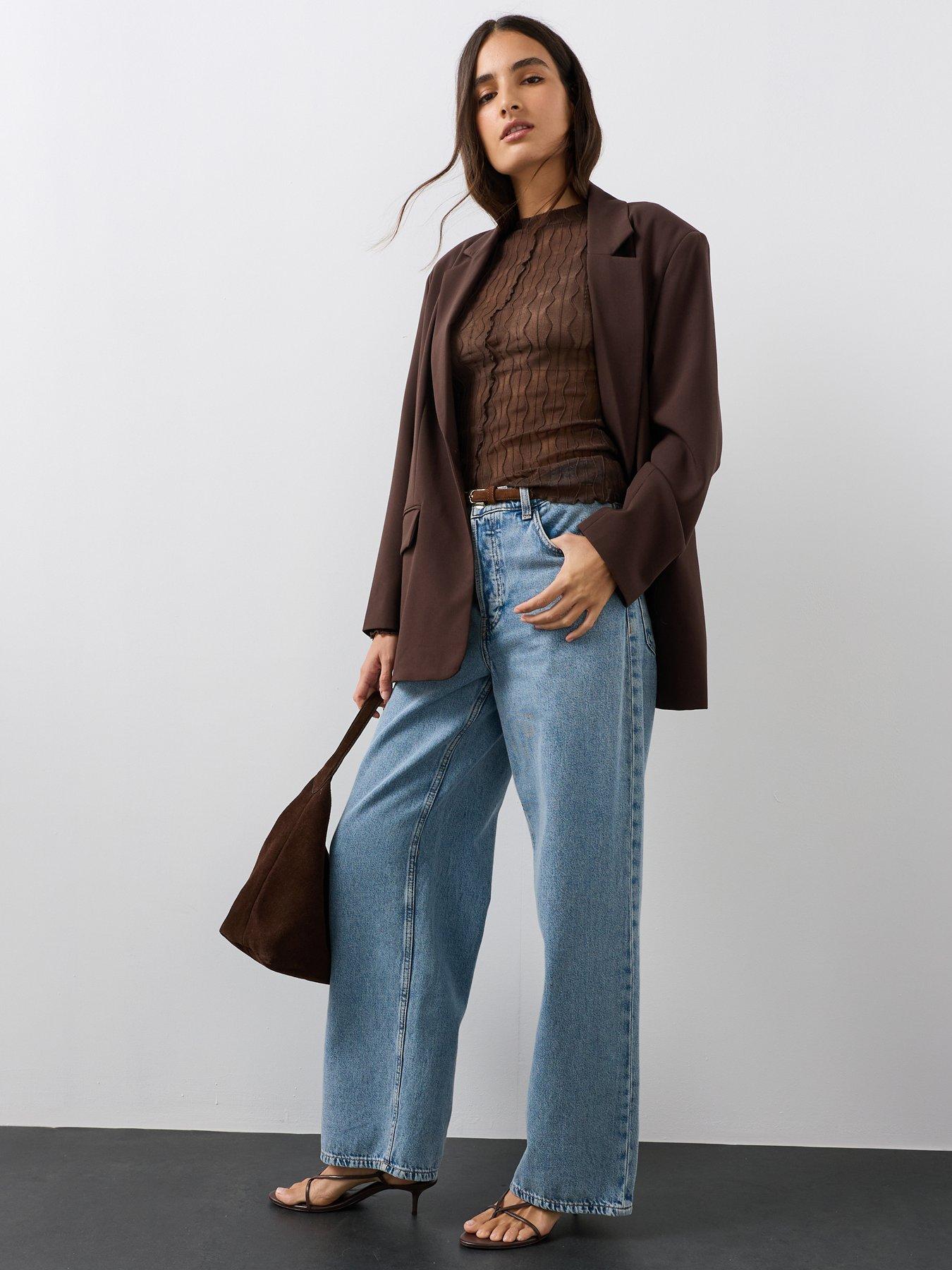 Image 3 of 7 of The Very Collection Textured Long Sleeve Top - Brown