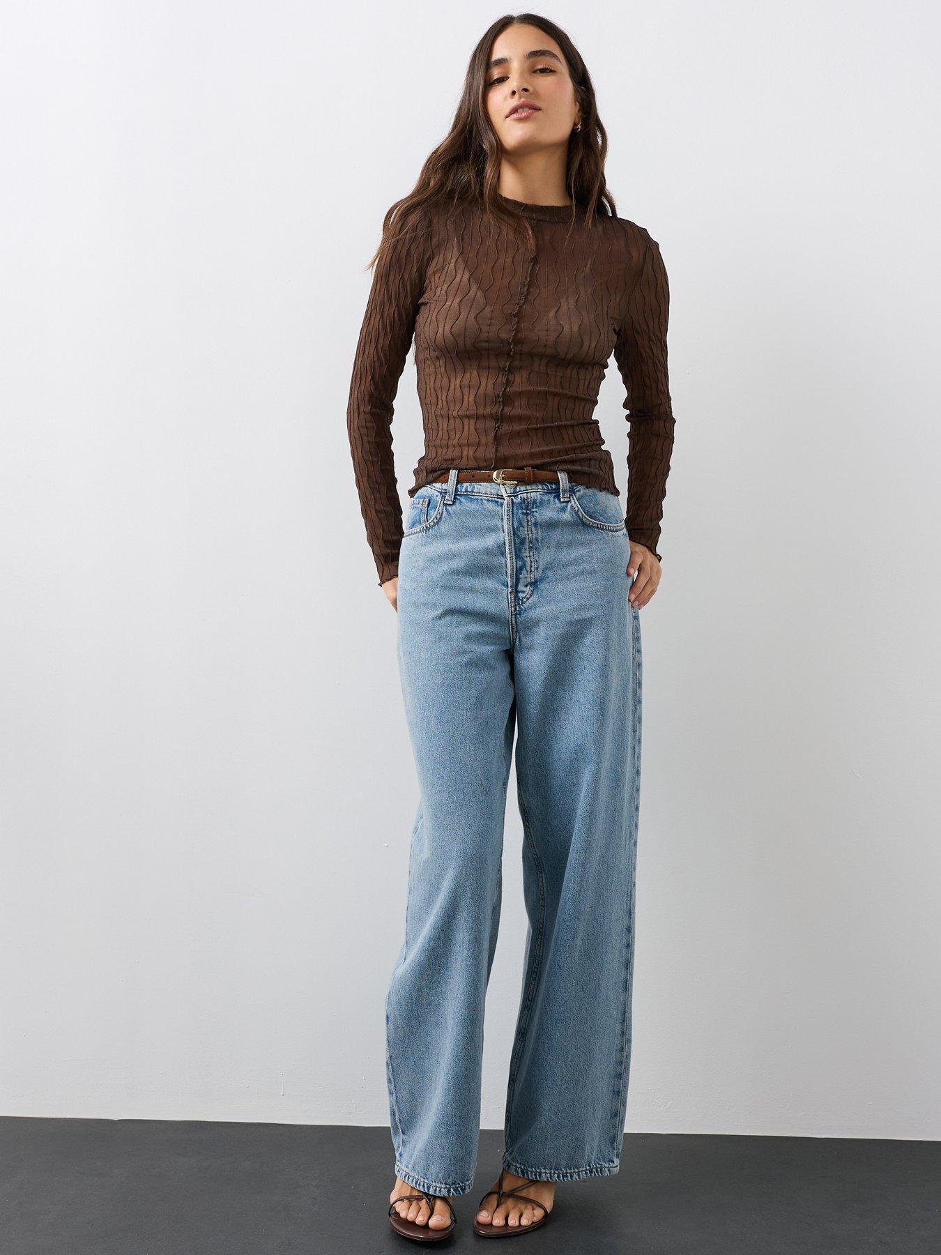 Image 4 of 7 of The Very Collection Textured Long Sleeve Top - Brown