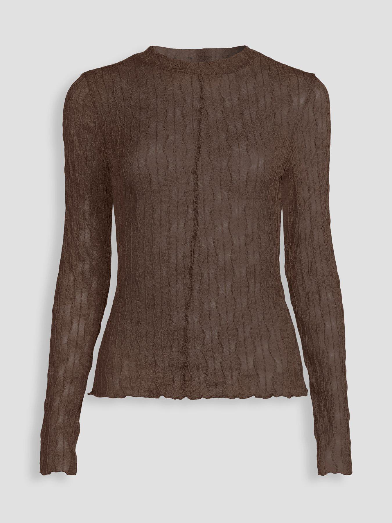 Image 7 of 7 of The Very Collection Textured Long Sleeve Top - Brown