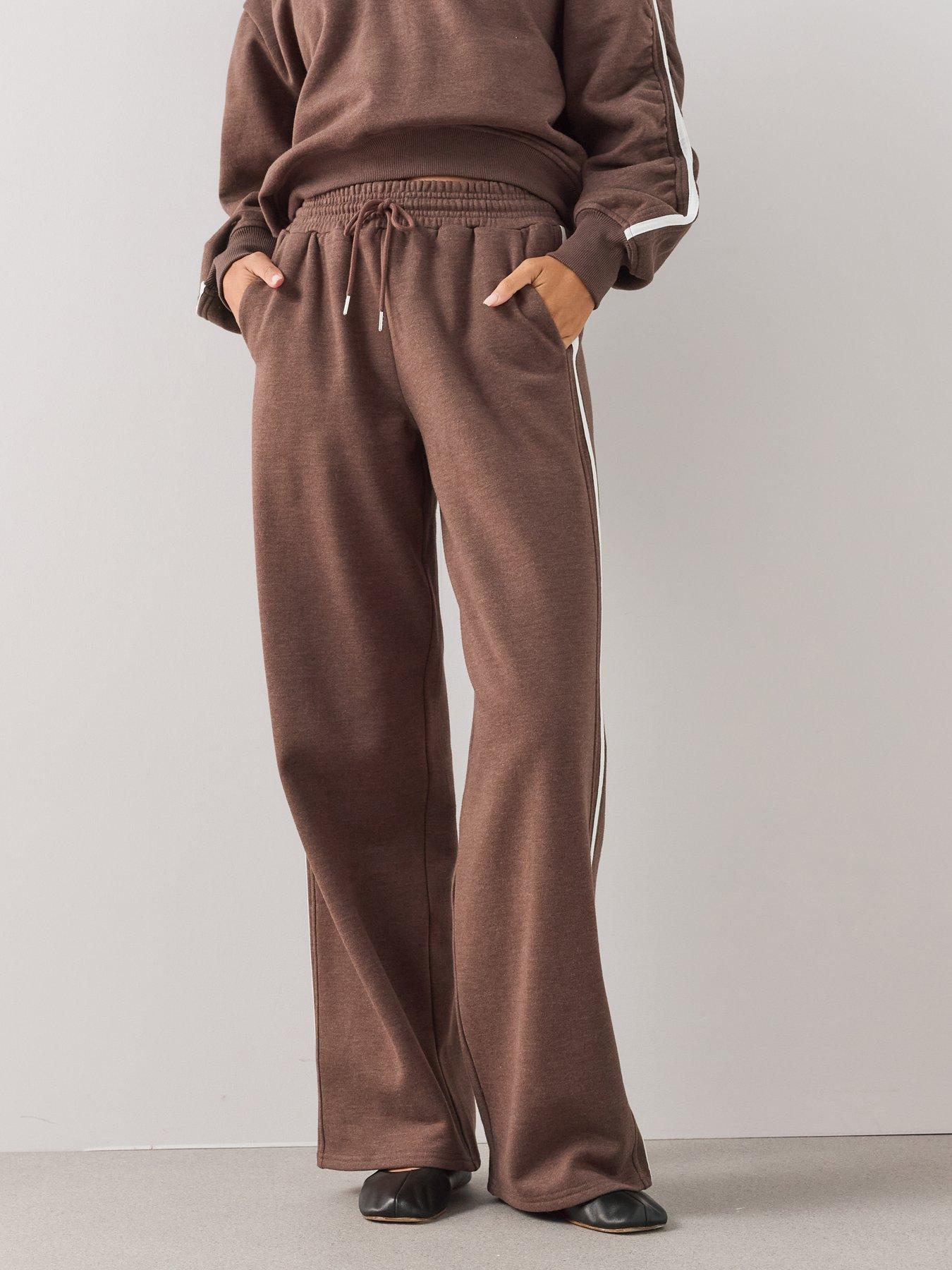Image 4 of 6 of The Very Collection Side Stripe Wide Leg Trouser Co-Ord - Brown