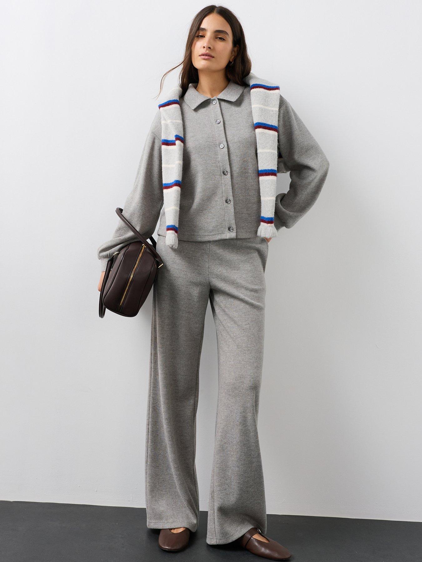 Image 3 of 7 of The Very Collection Soft Touch Polo Collar Button Front Co-ord Top - Grey