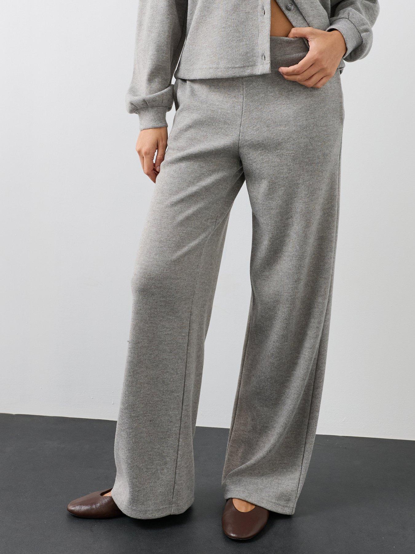 Image 3 of 7 of The Very Collection Soft Touch Wide Leg Co-ord Trousers - Grey