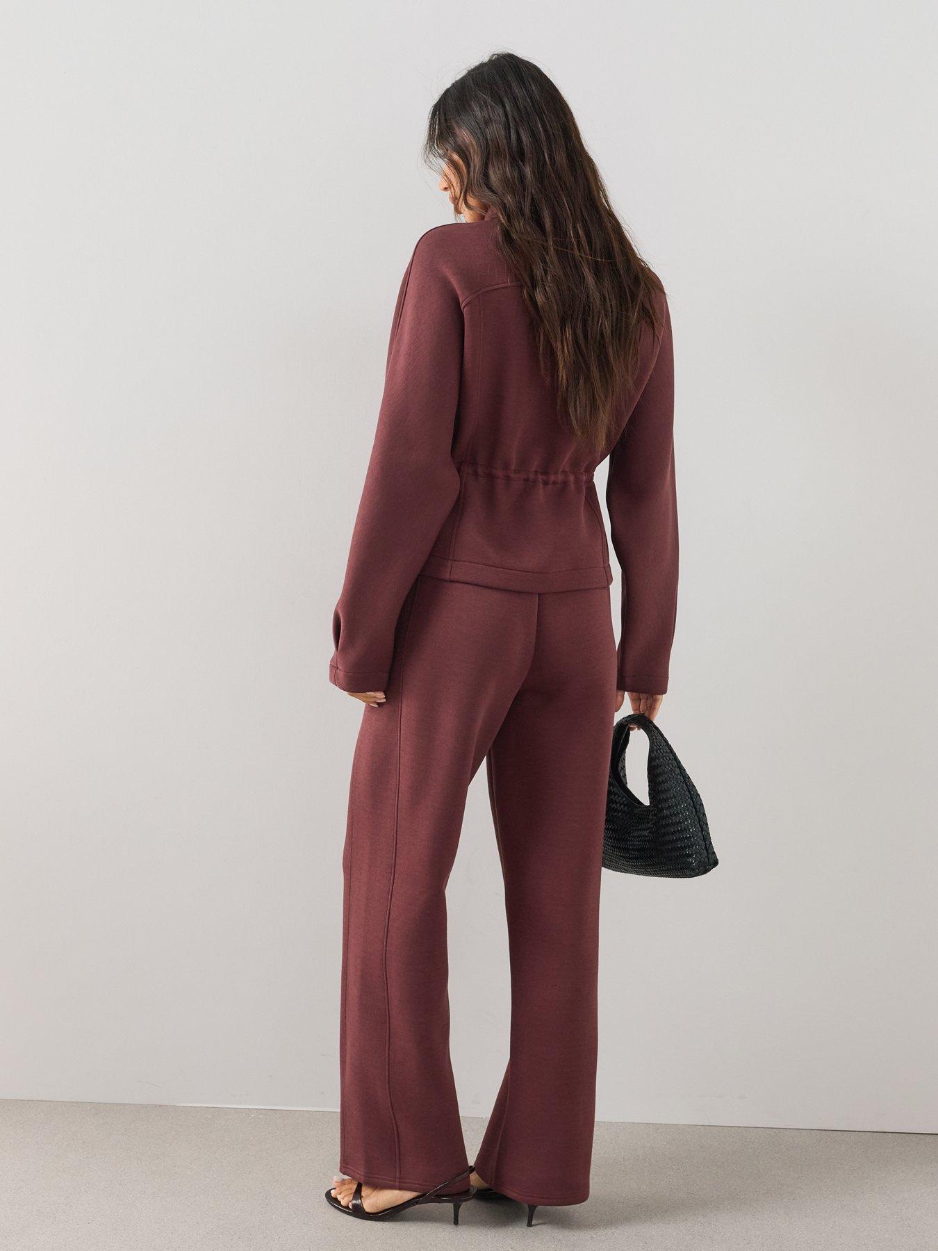 Image 2 of 7 of The Very Collection Premium Stretch Zip-Up Jacket Co-Ord - Burgundy