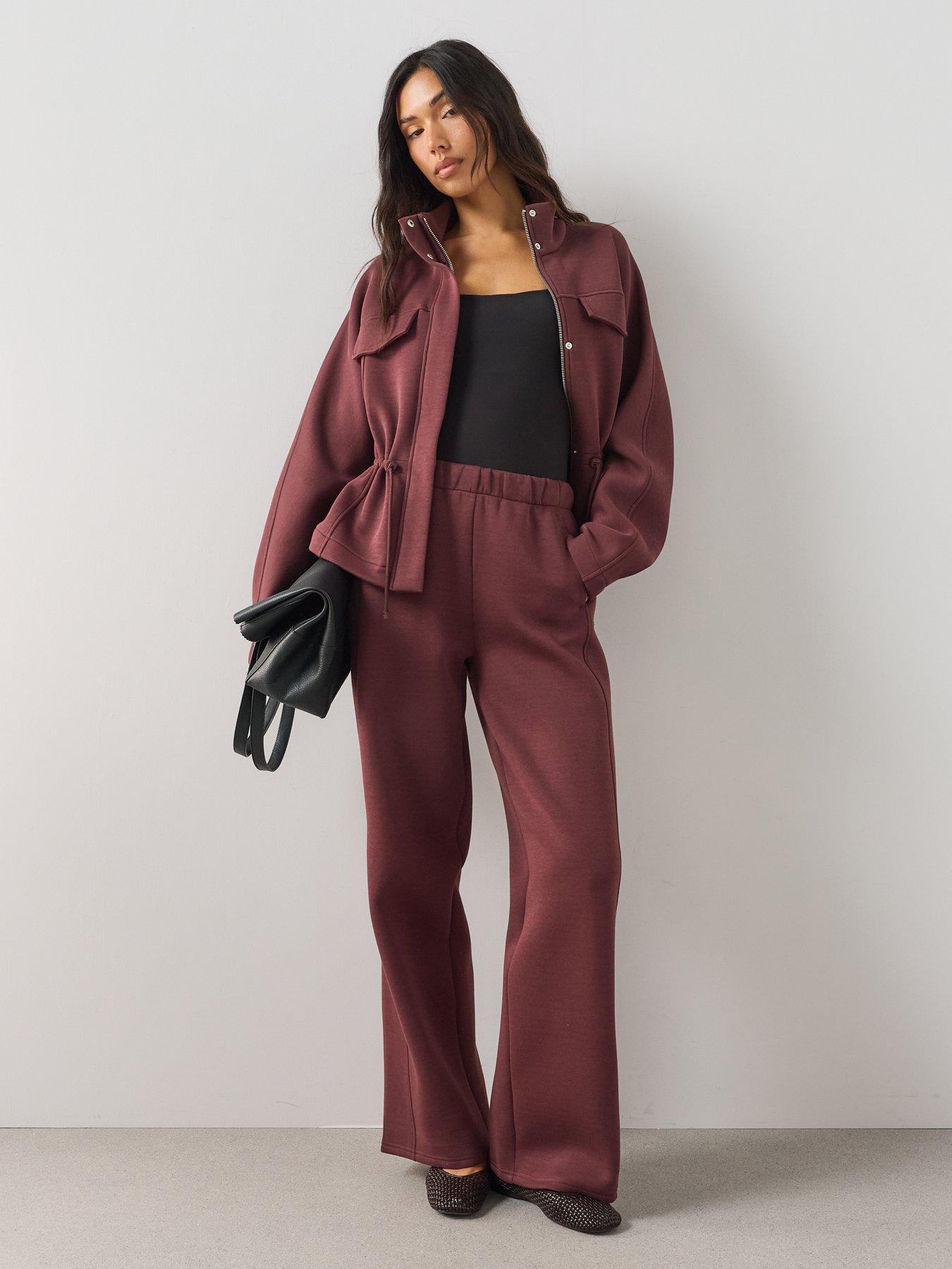 Image 3 of 7 of The Very Collection Premium Stretch Zip-Up Jacket Co-Ord - Burgundy