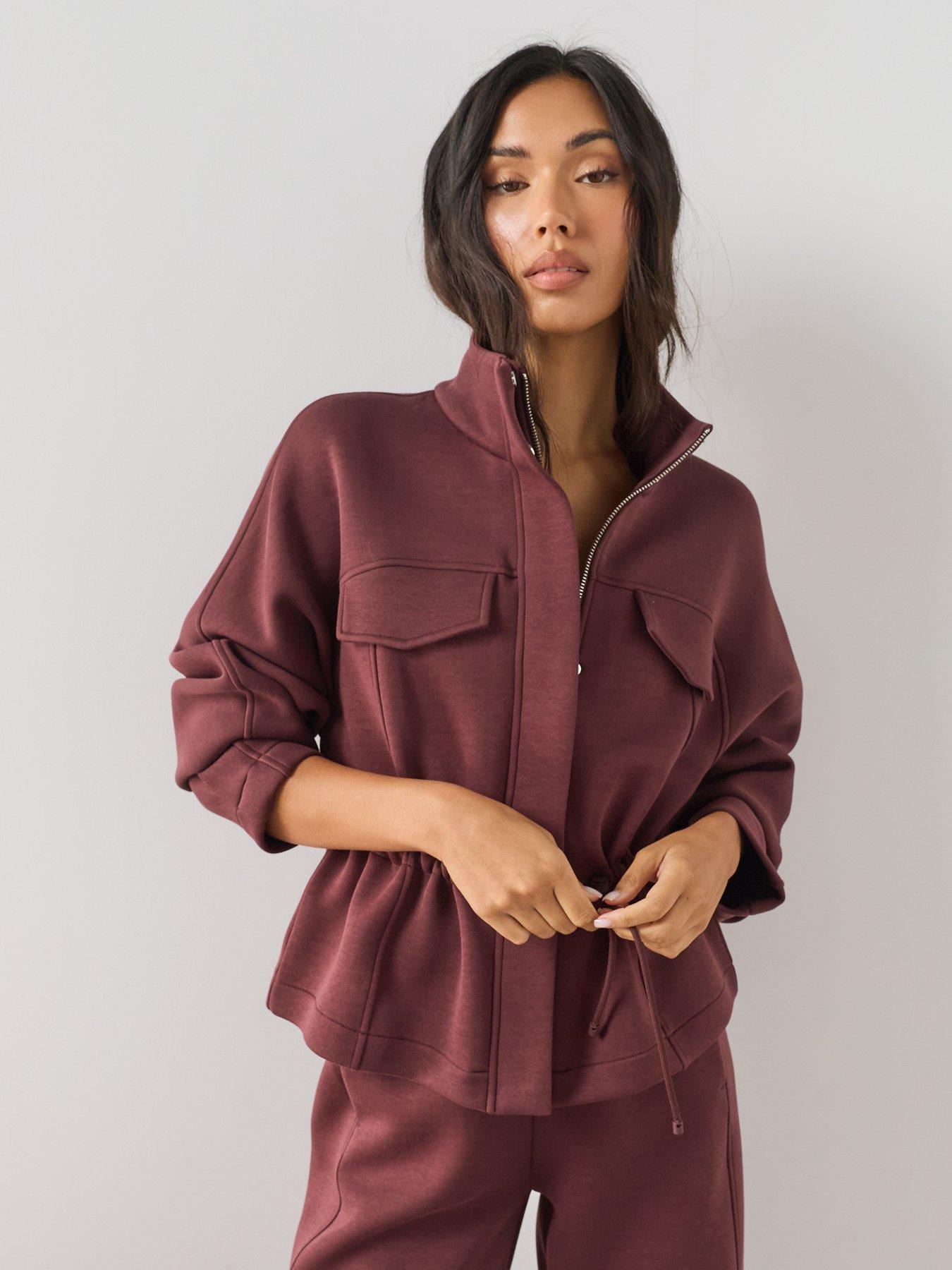 Image 5 of 7 of The Very Collection Premium Stretch Zip-Up Jacket Co-Ord - Burgundy