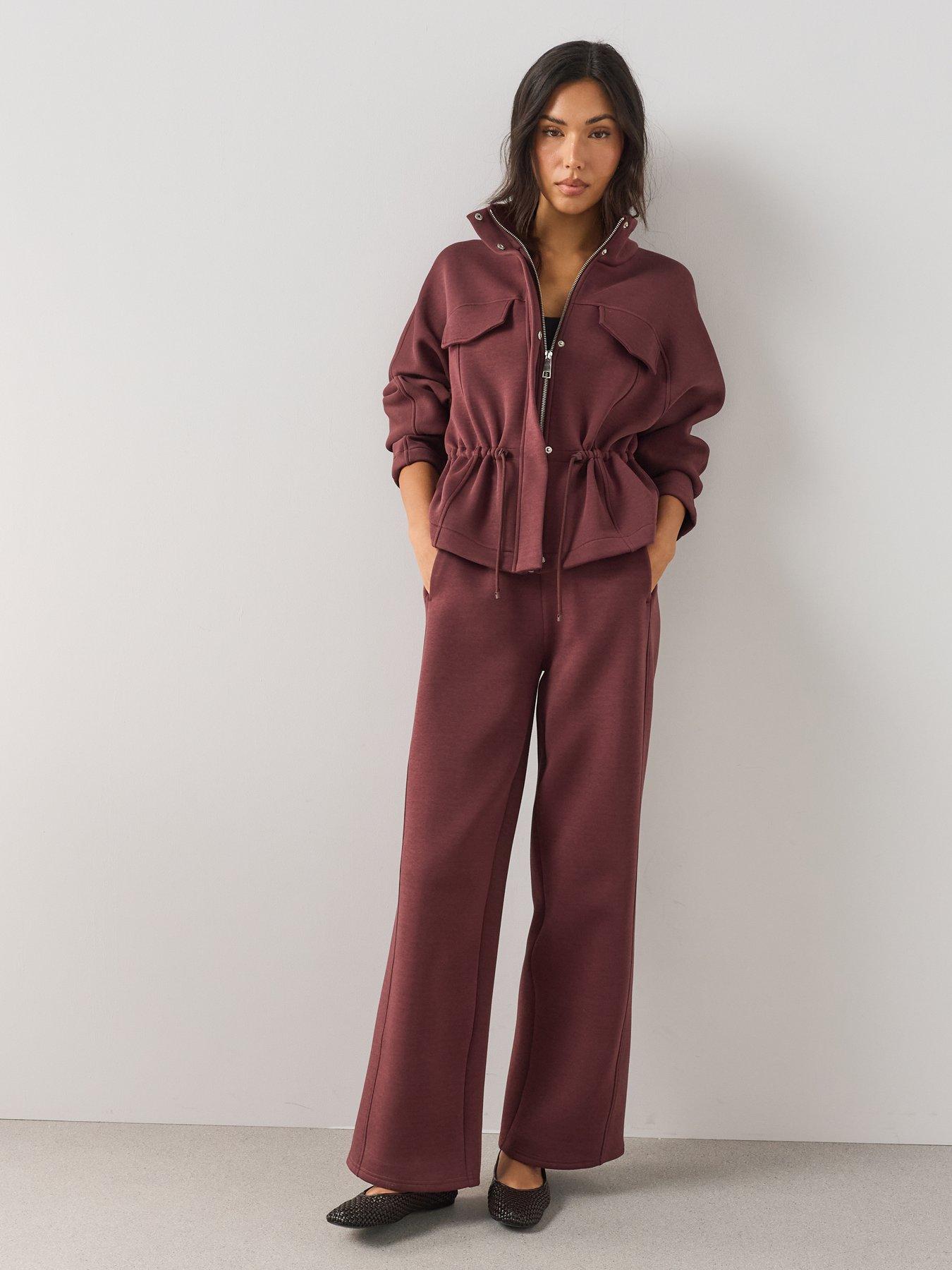 Image 6 of 7 of The Very Collection Premium Stretch Zip-Up Jacket Co-Ord - Burgundy