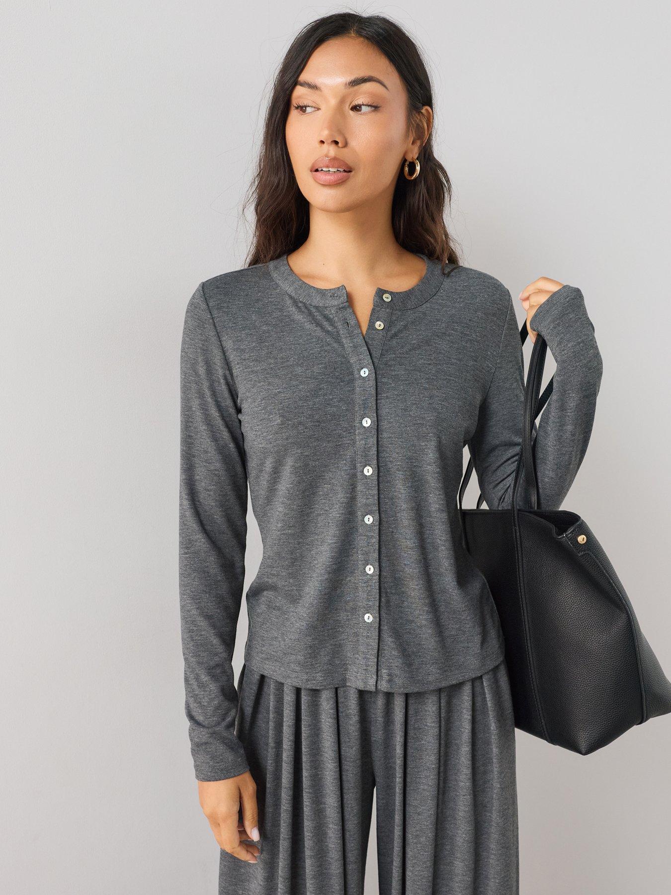 The Very Collection Soft Touch Long Sleeve Top Co-Ord - Grey
