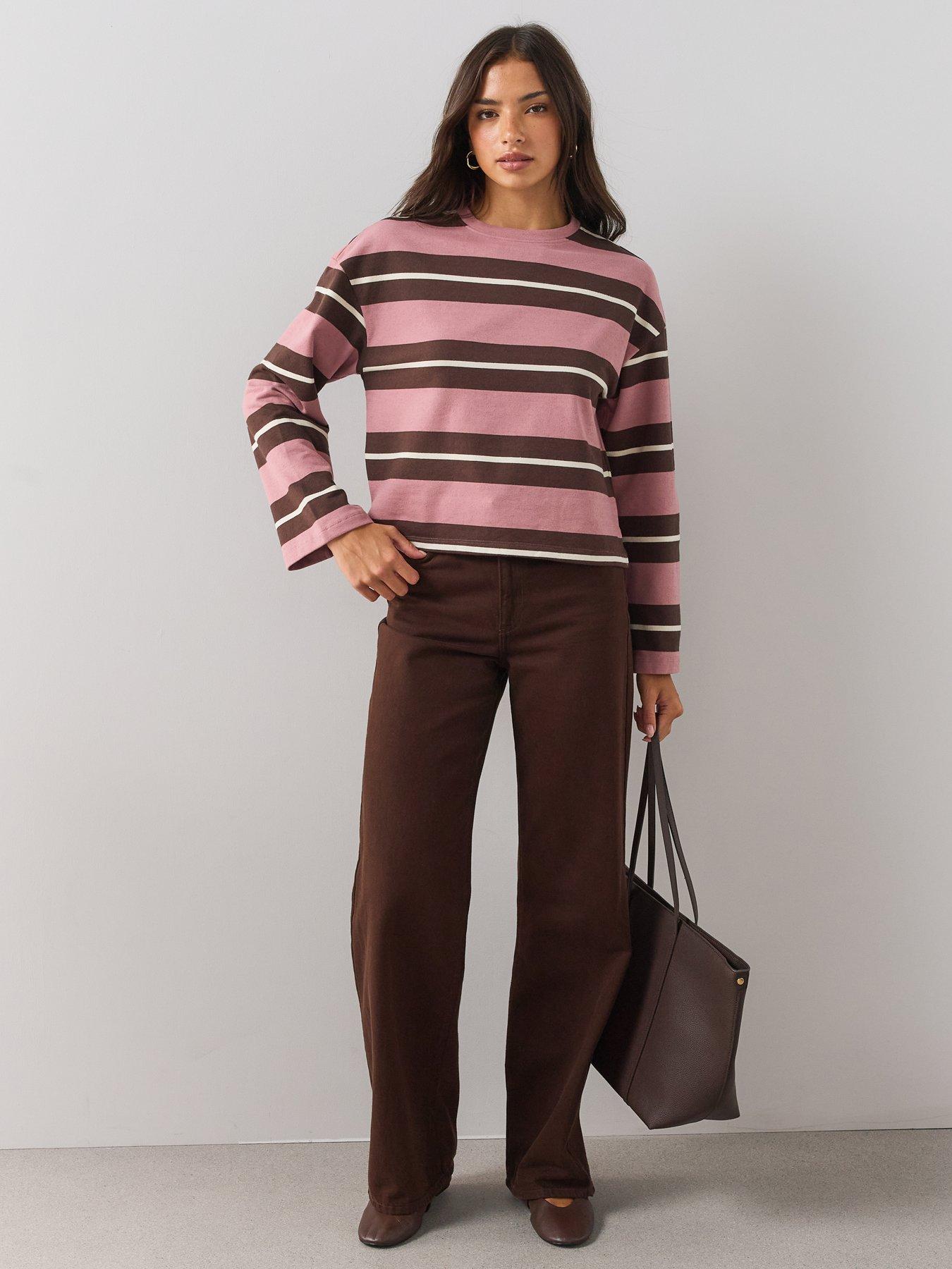 Image 3 of 6 of The Very Collection Womens Textured Stripe Long Sleeve Blouse - Multi